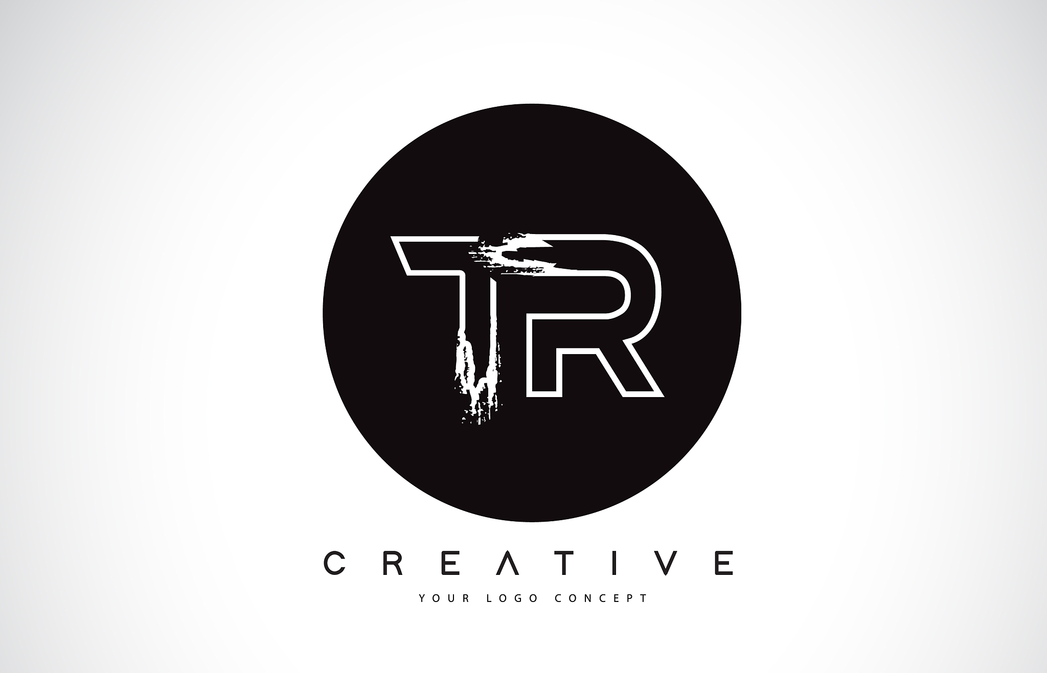 tr modern leter logo design with black and white