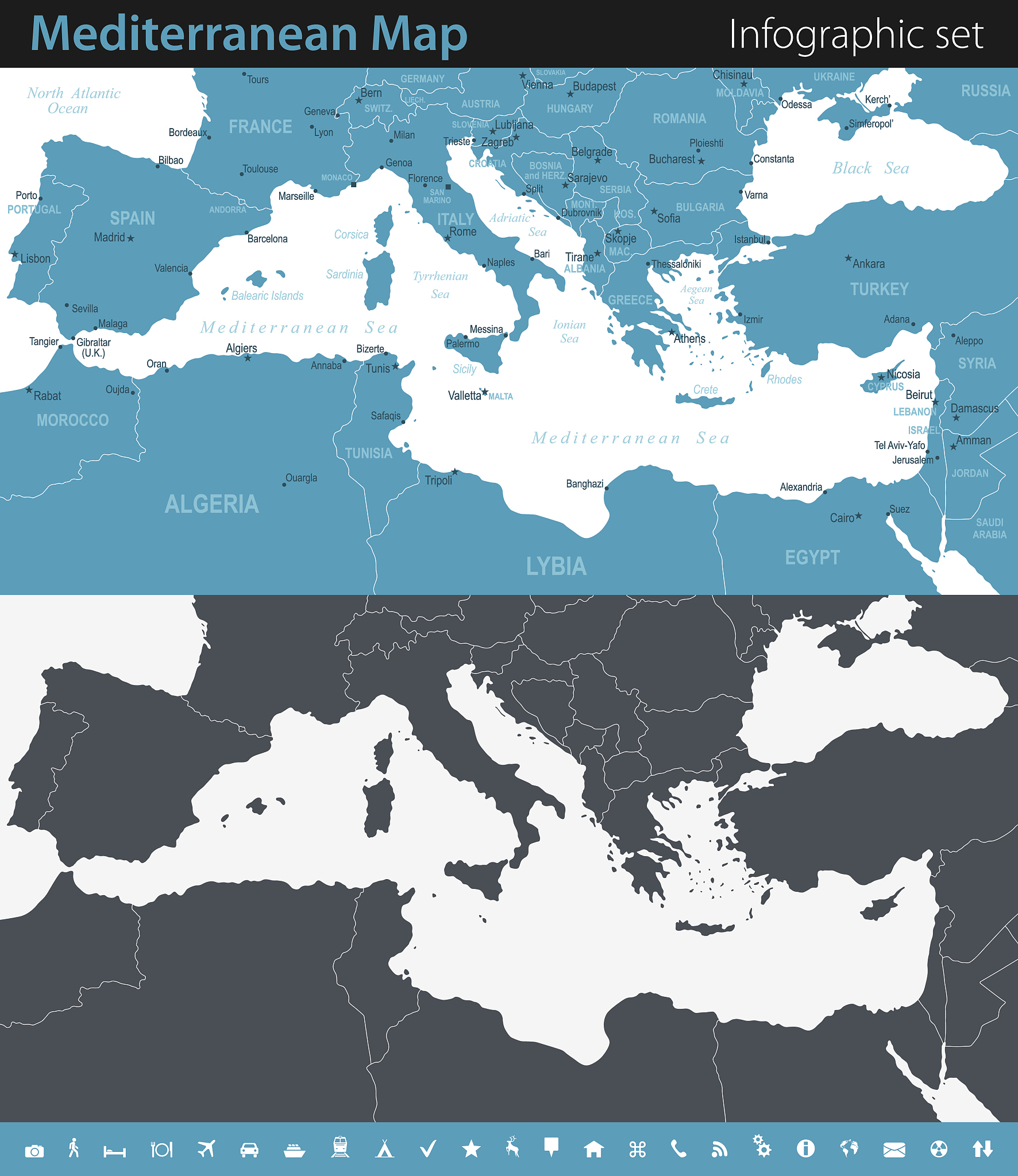 mediterranean map - infographic set