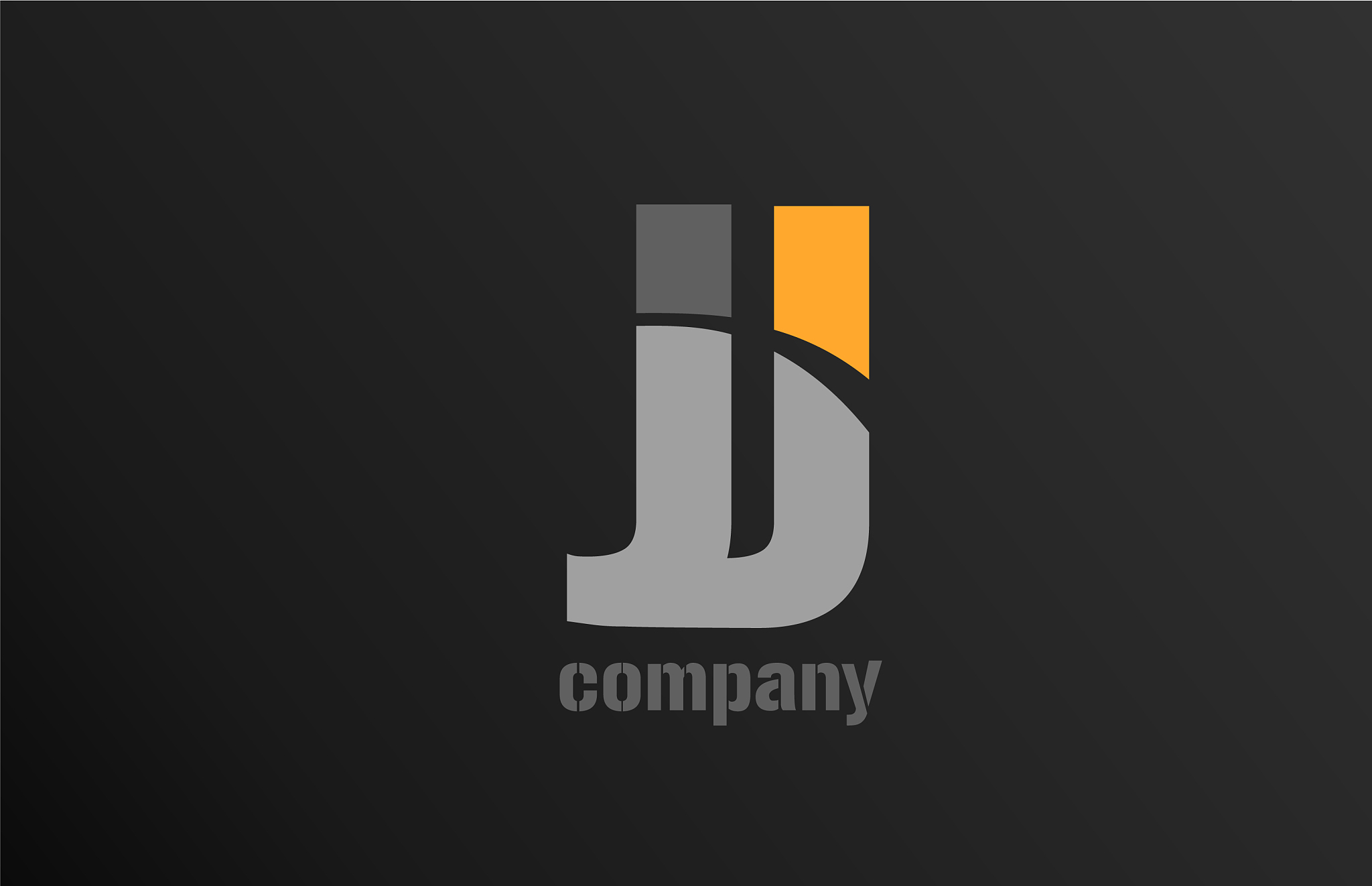 yellow grey letter j alphabet logo design icon