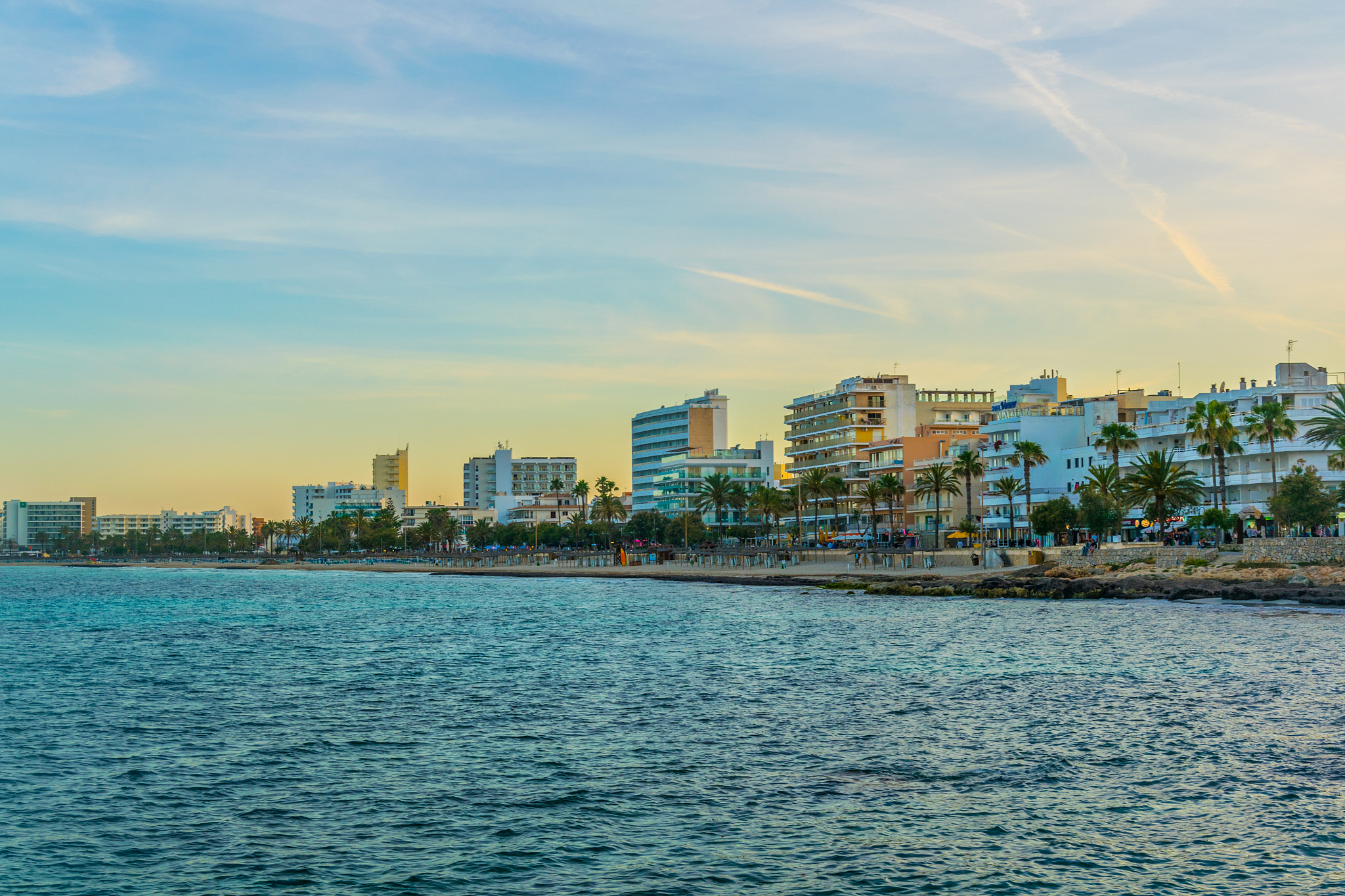 seaside view of cala millor, mallorca, spain