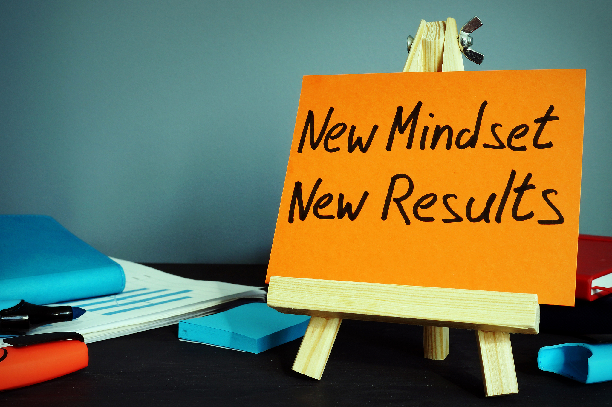 new mindset new results. inspiration and motivation concept.