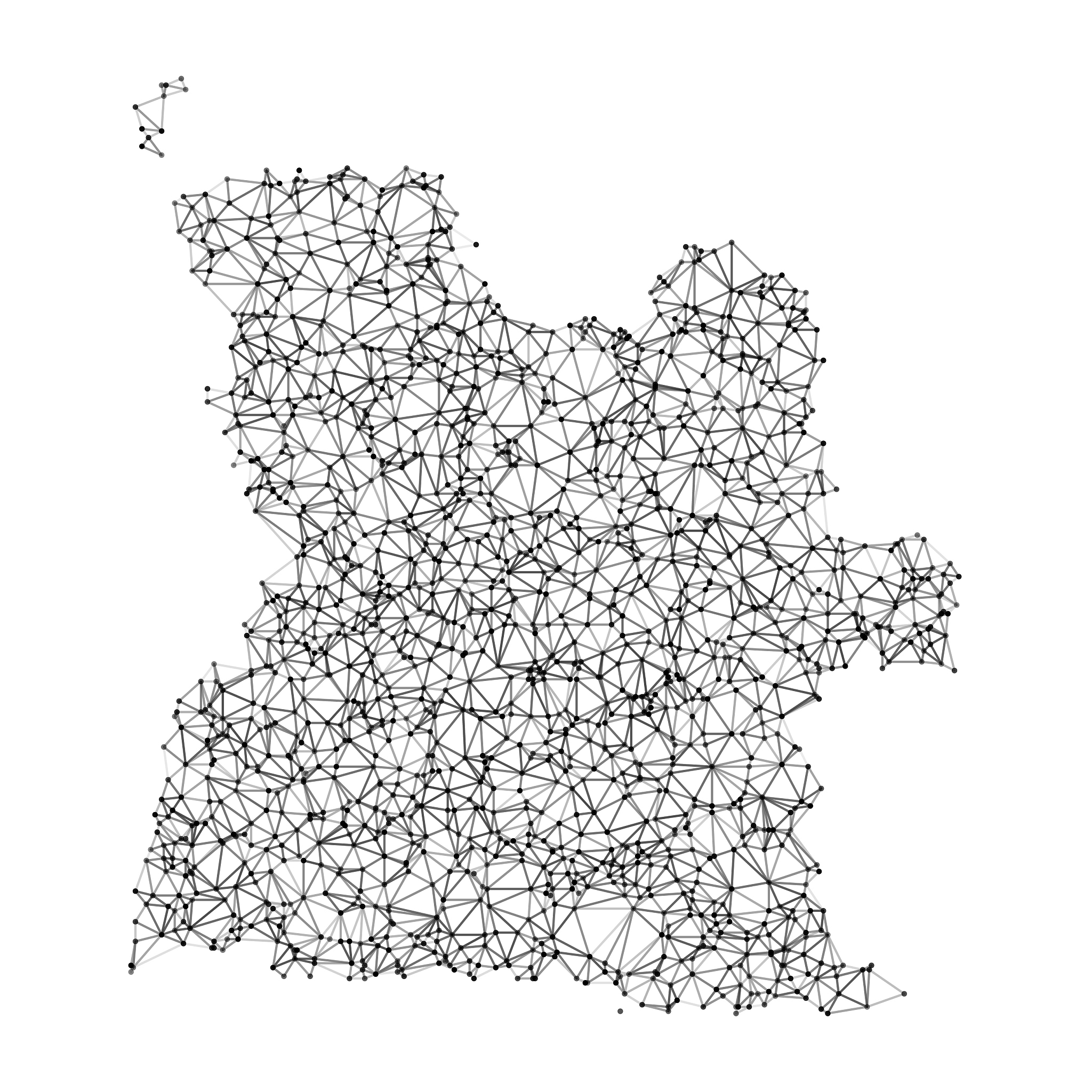 angola map network black and white
