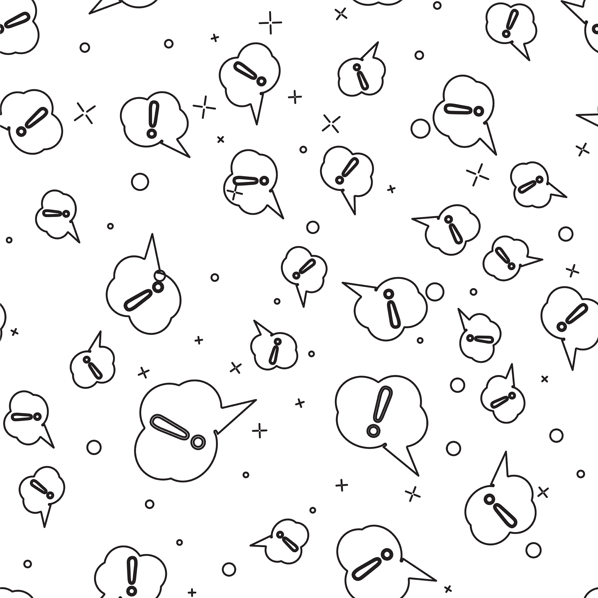 black line speech bubble and exclamation icon