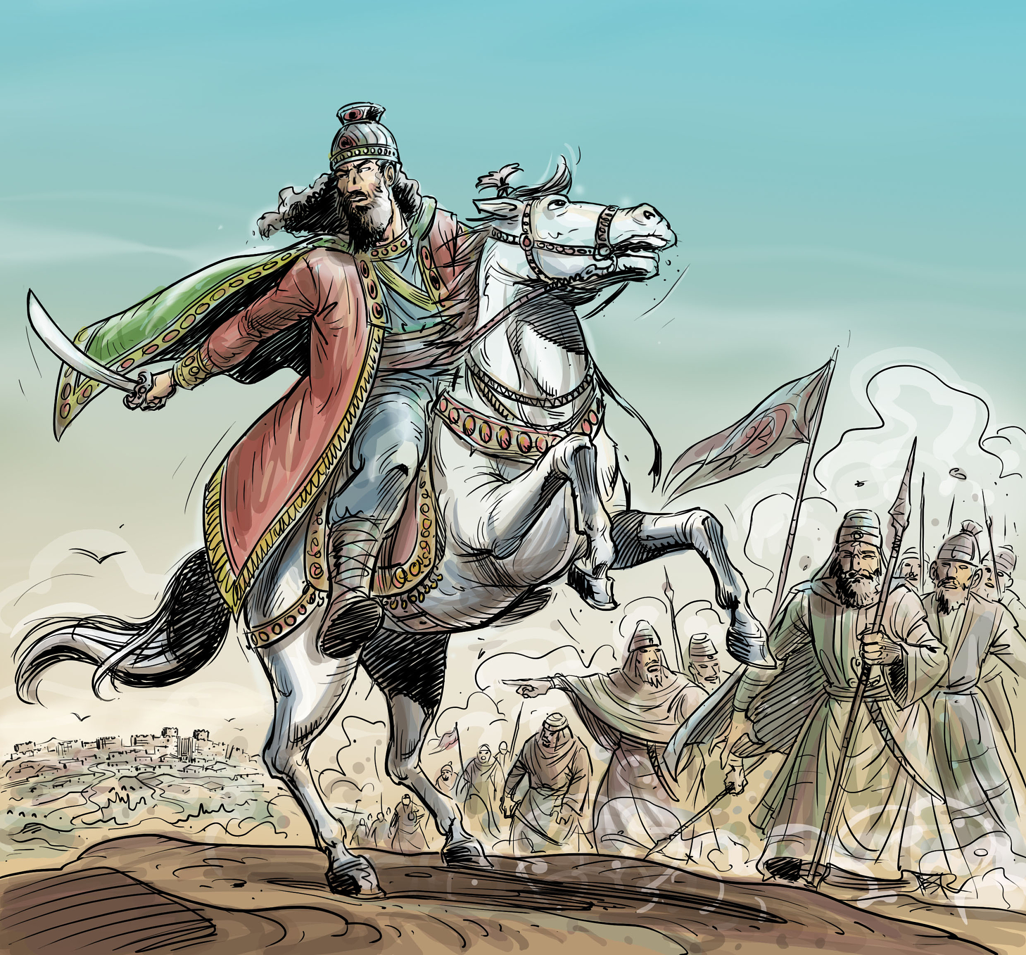 king rides on horse
