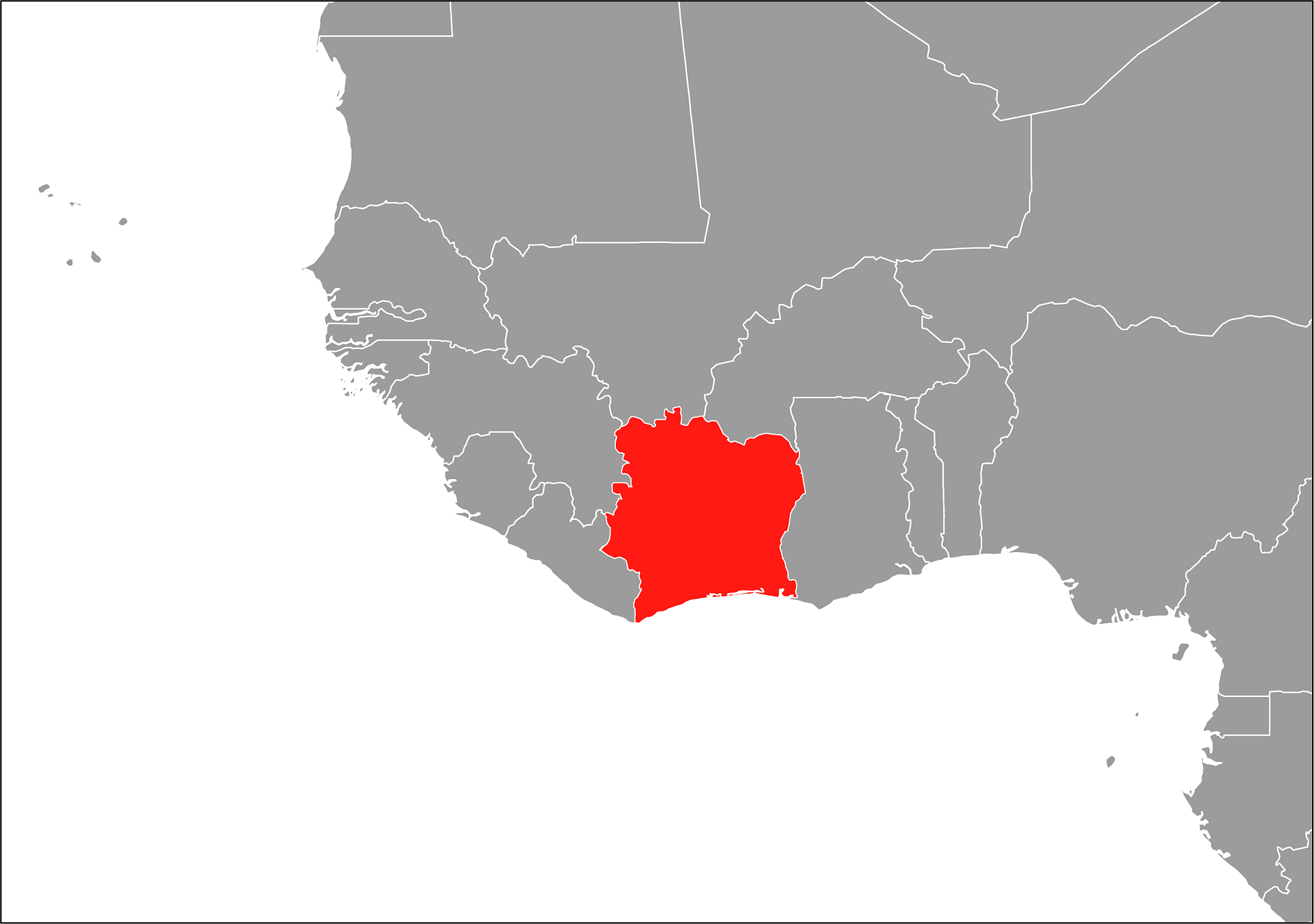 cote divoire map on gray base