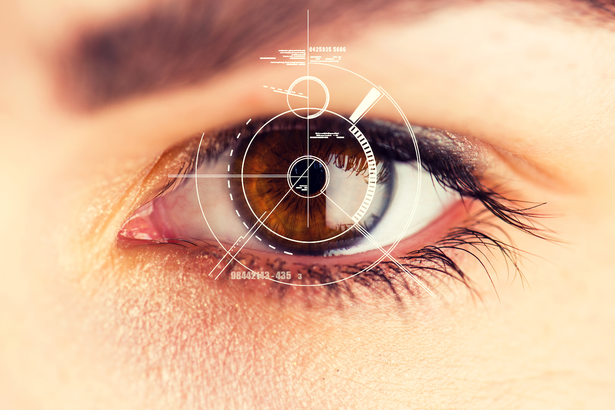 security retina scanner on brown eye