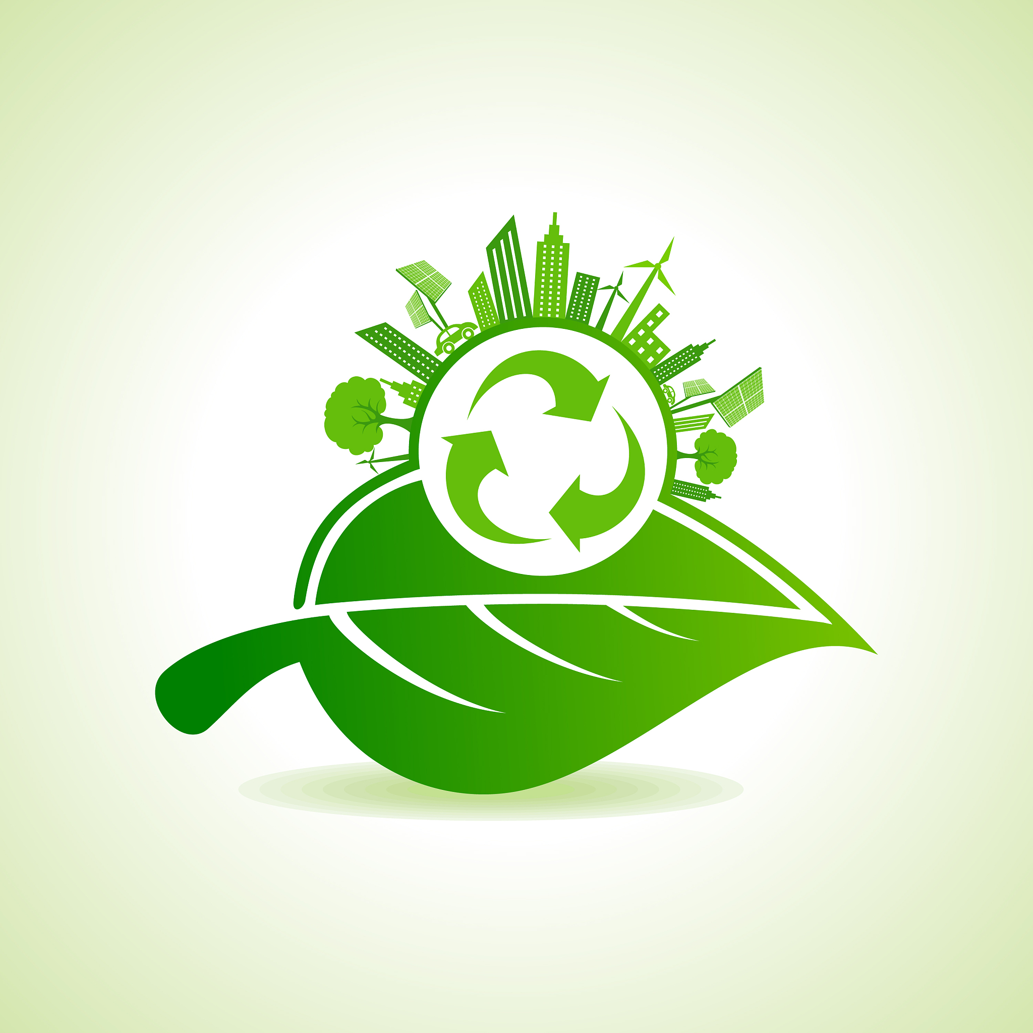 eco energy concept with leafcityscape and and