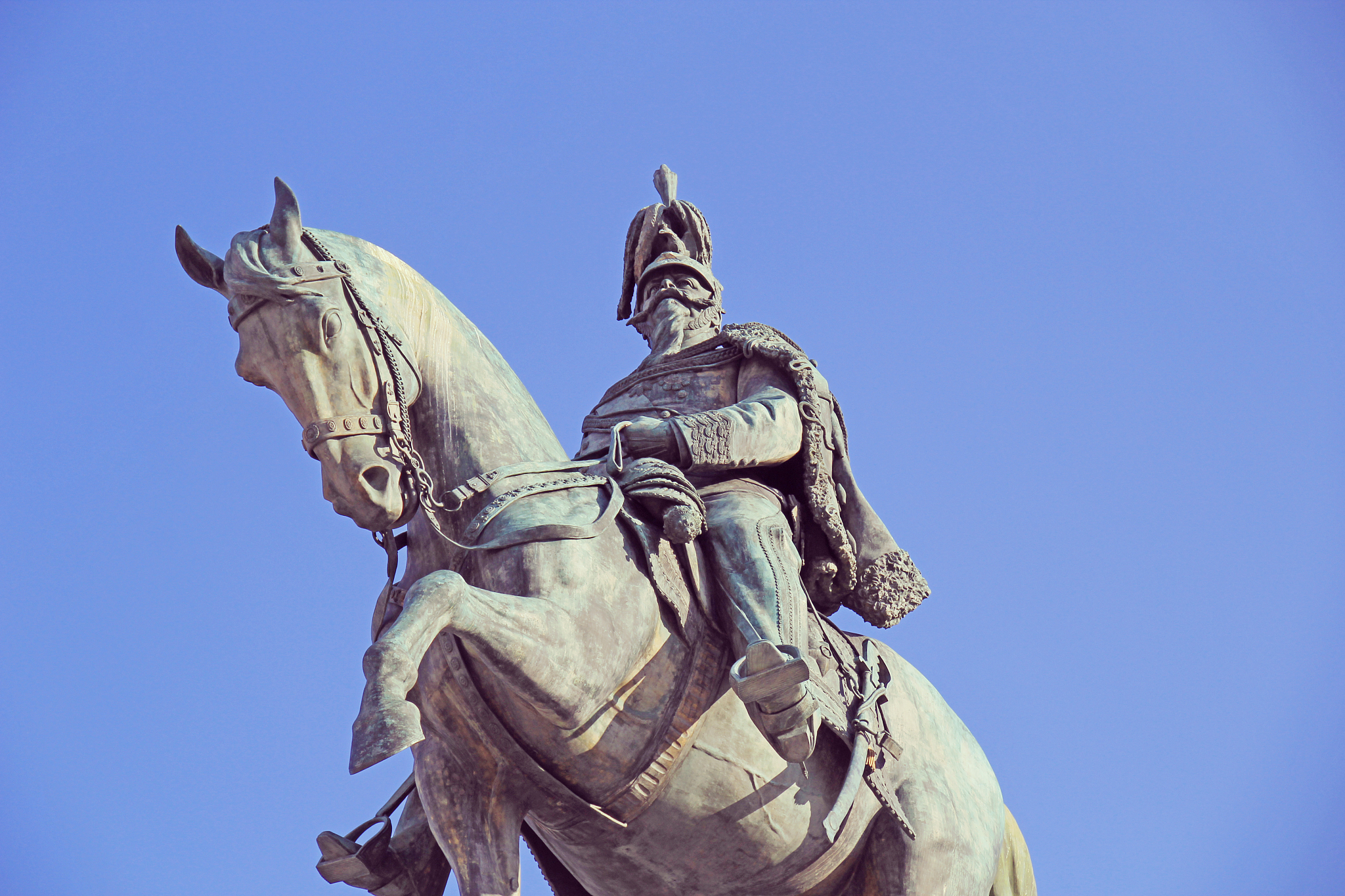 equestrian sculpture of victor emmanuel in rome, italy