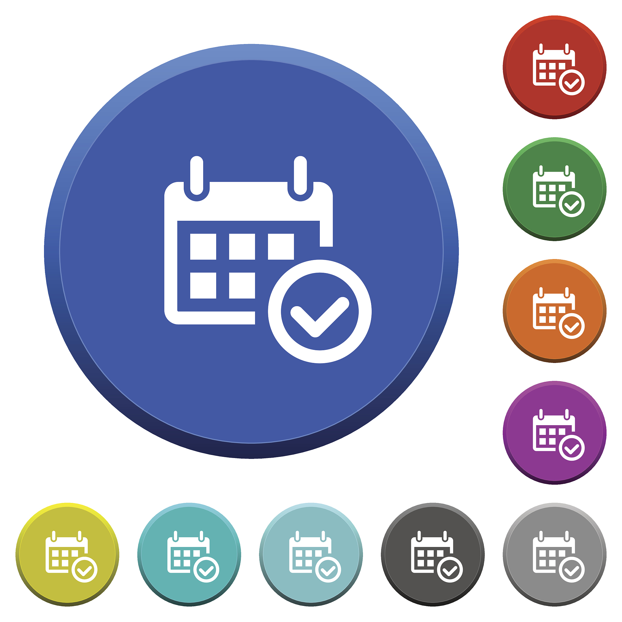 calendar check beveled buttons