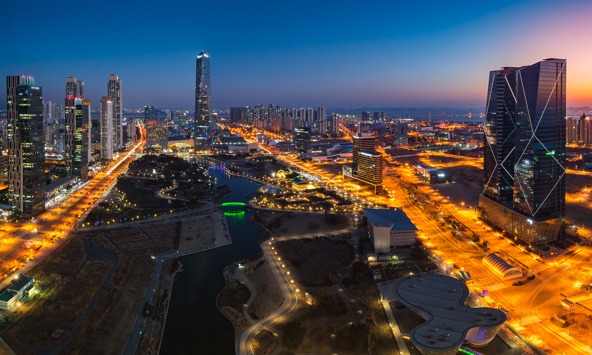 centralpark at night incheon, south korea