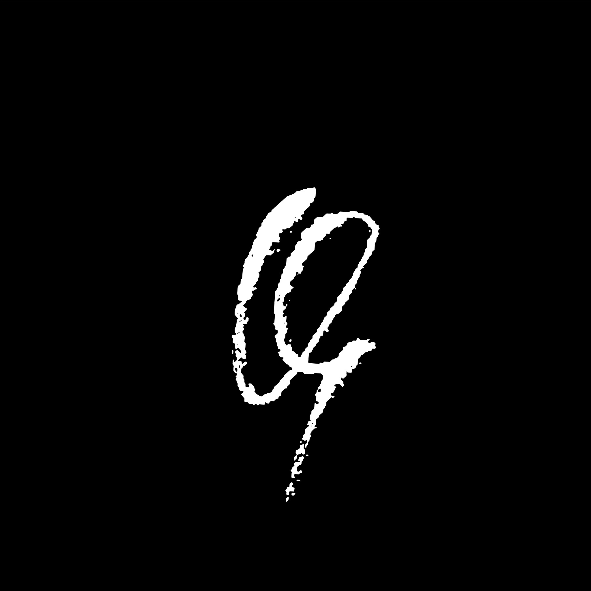 letter q handwritten by dry brush rough strokes