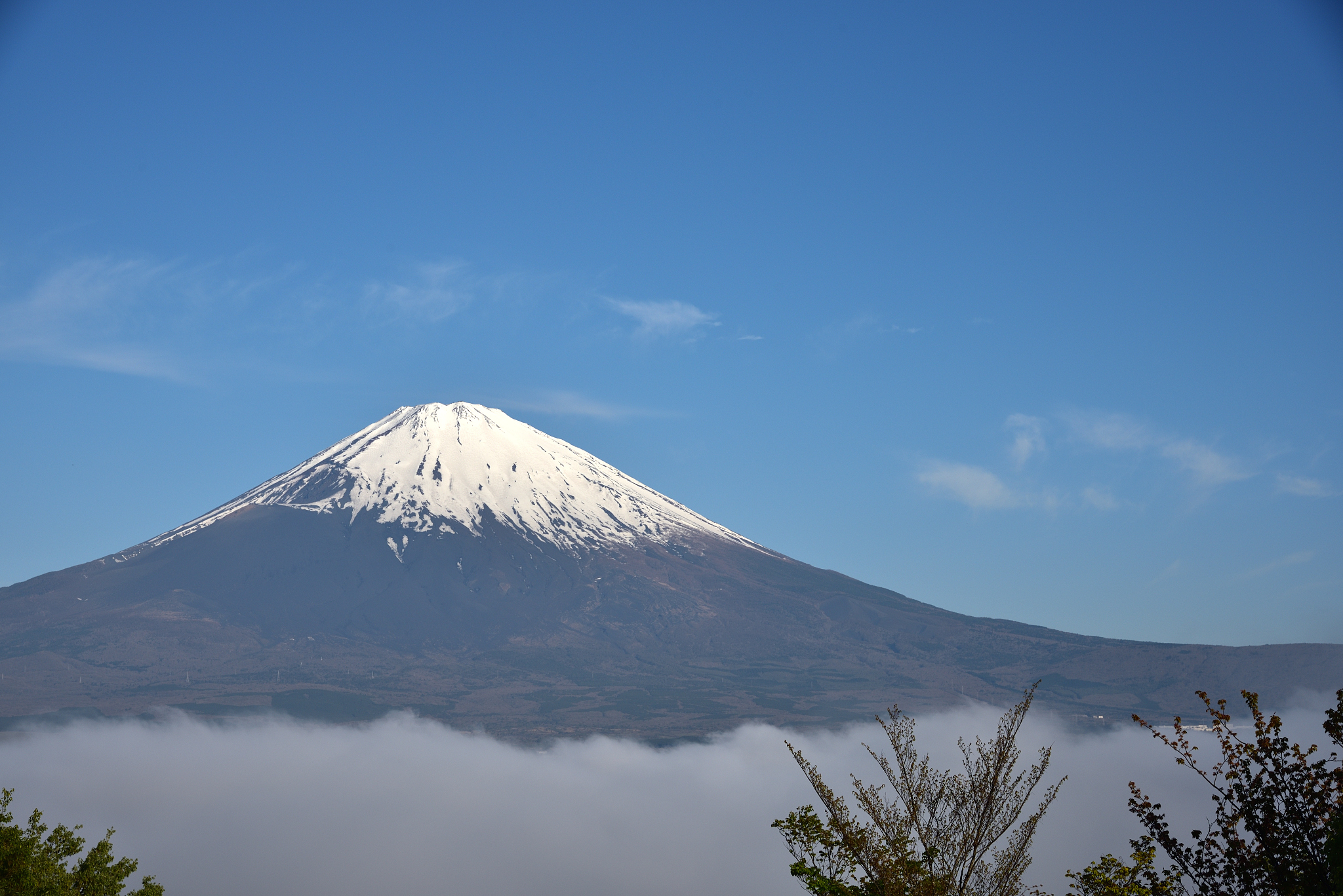 mount fuji with blue sky