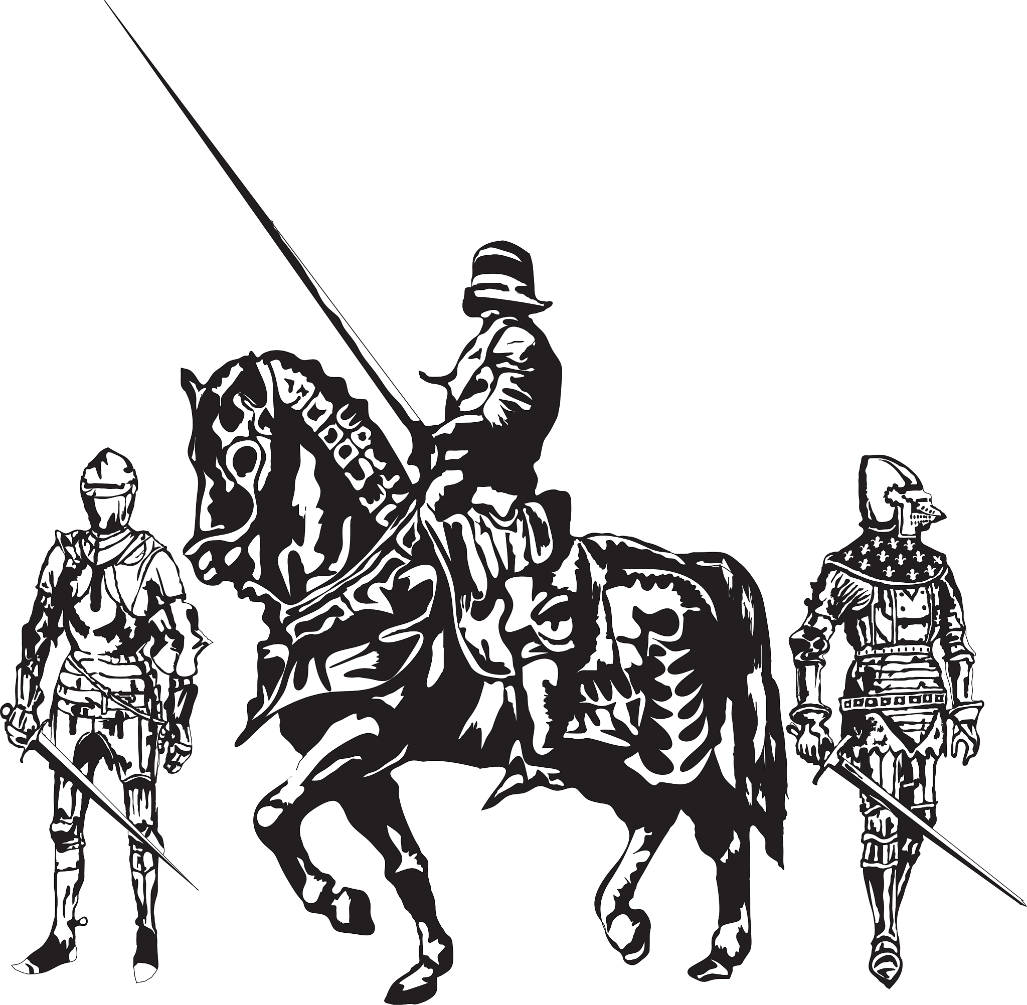 soldiers and knight on a horse