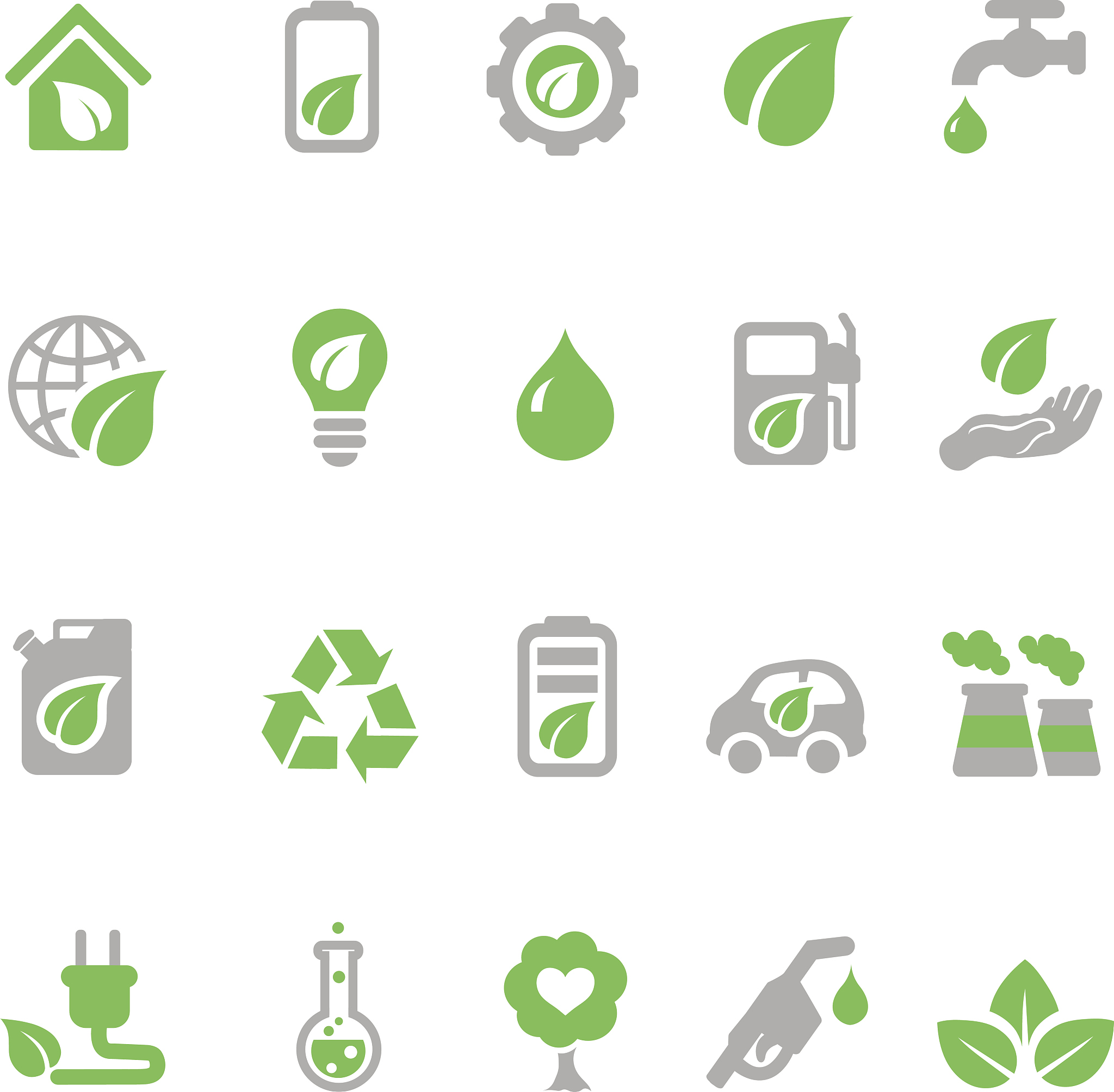 ecology icons set, green energy