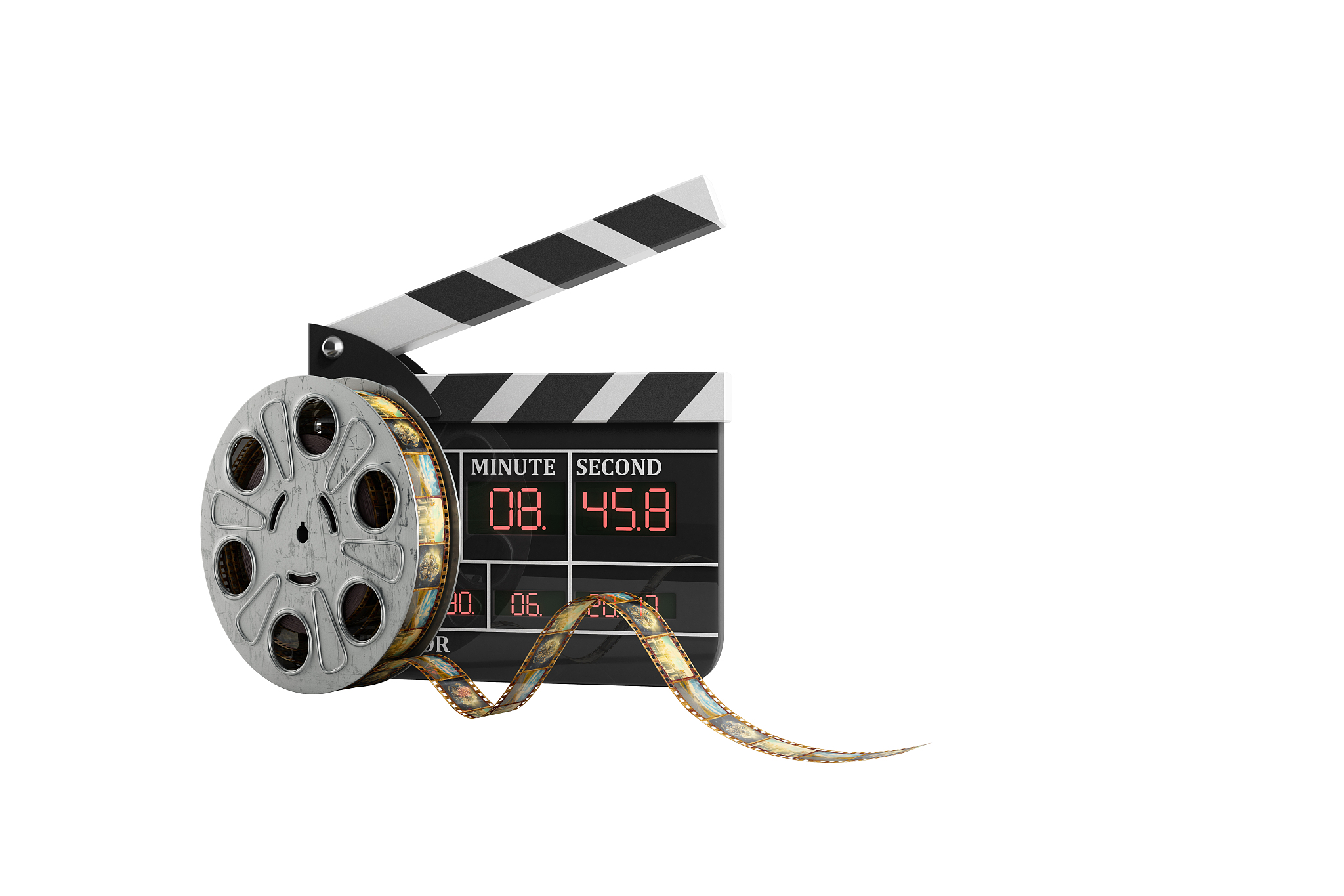 movie clapper board high quality 3d render on white