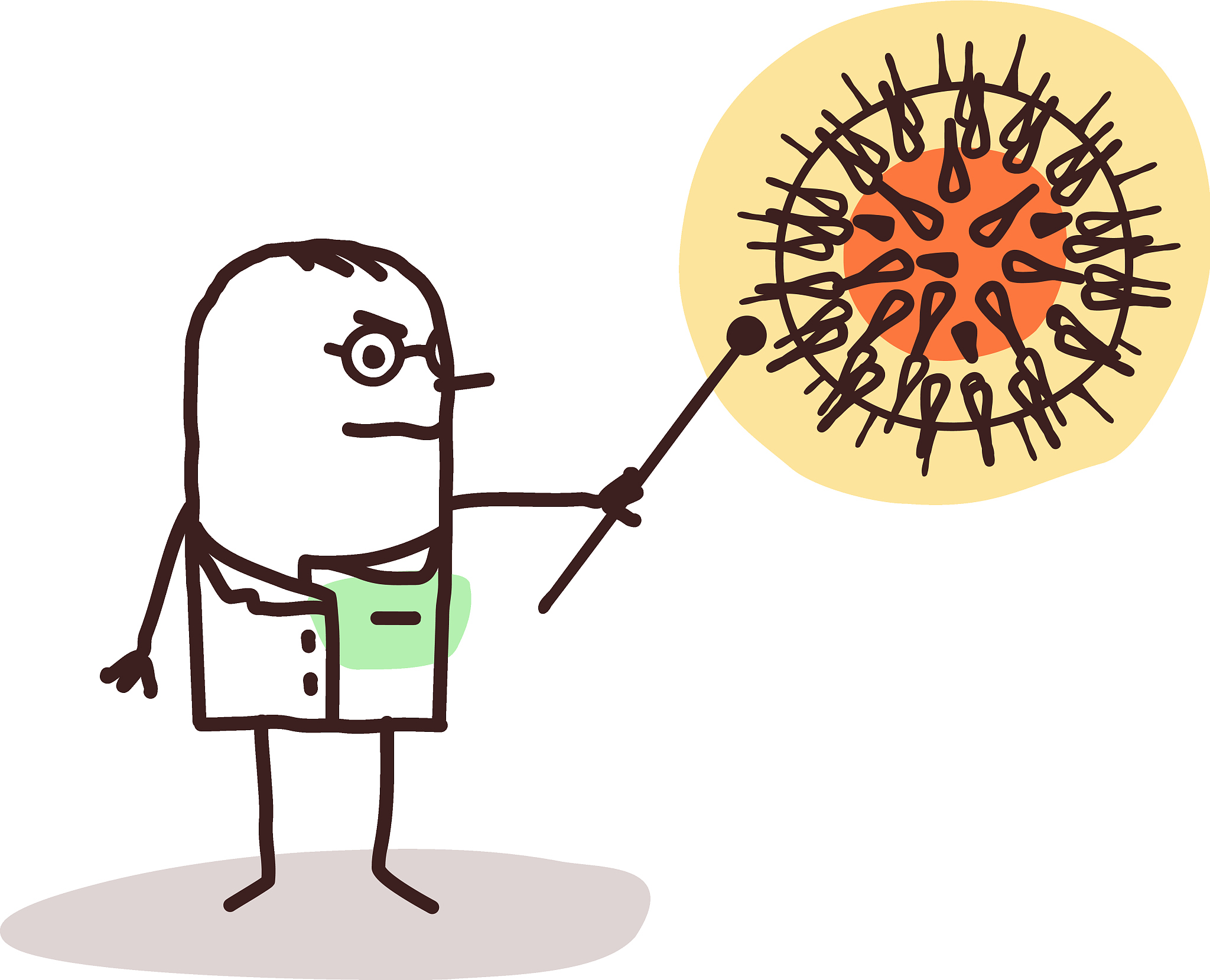 cartoon doctor with aids virus