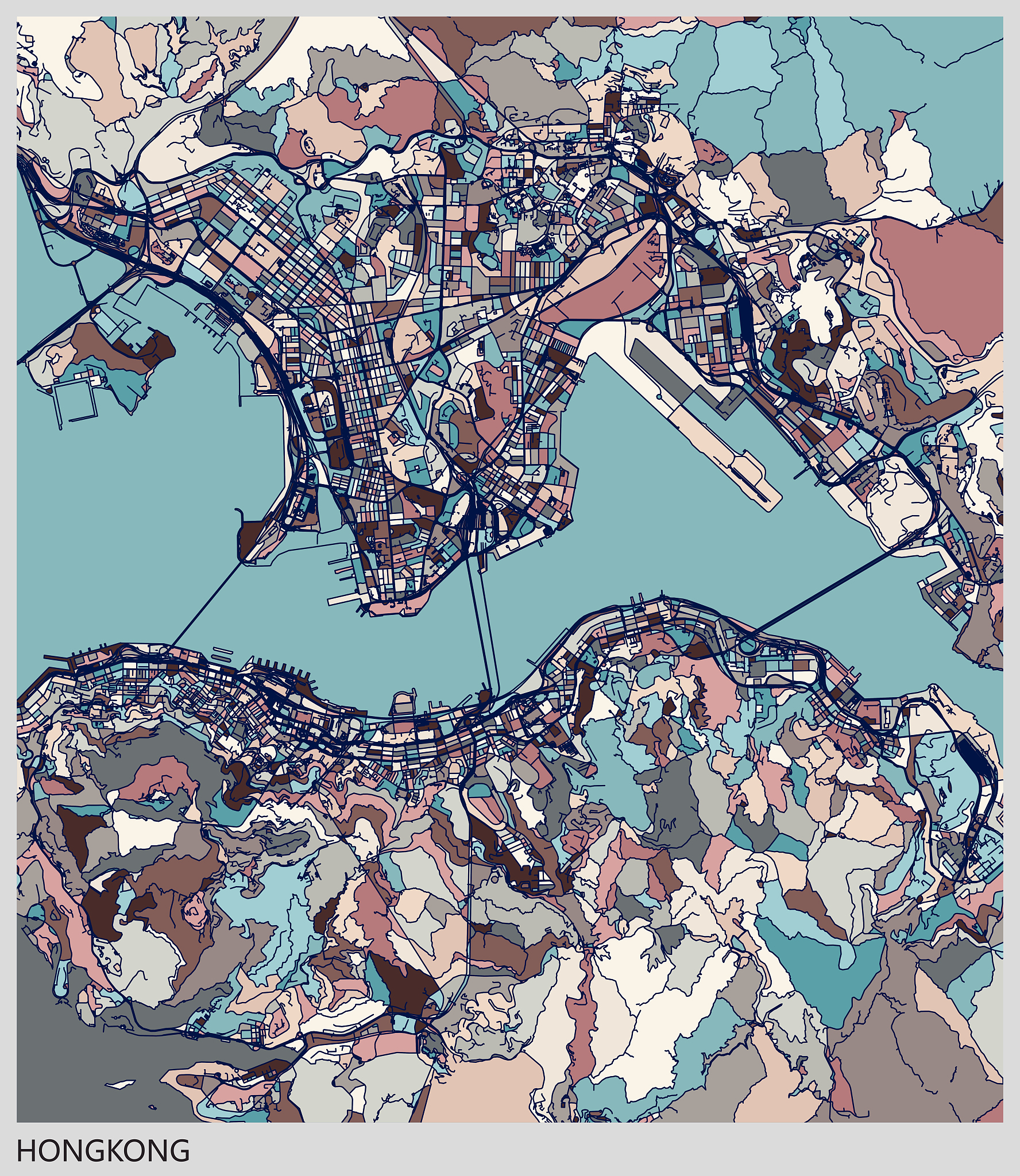 art map of hongkong
