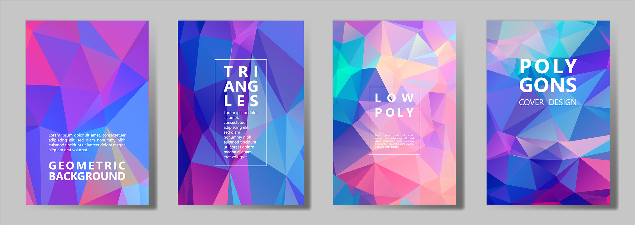 facet polygonal abstract cover pages low poly set