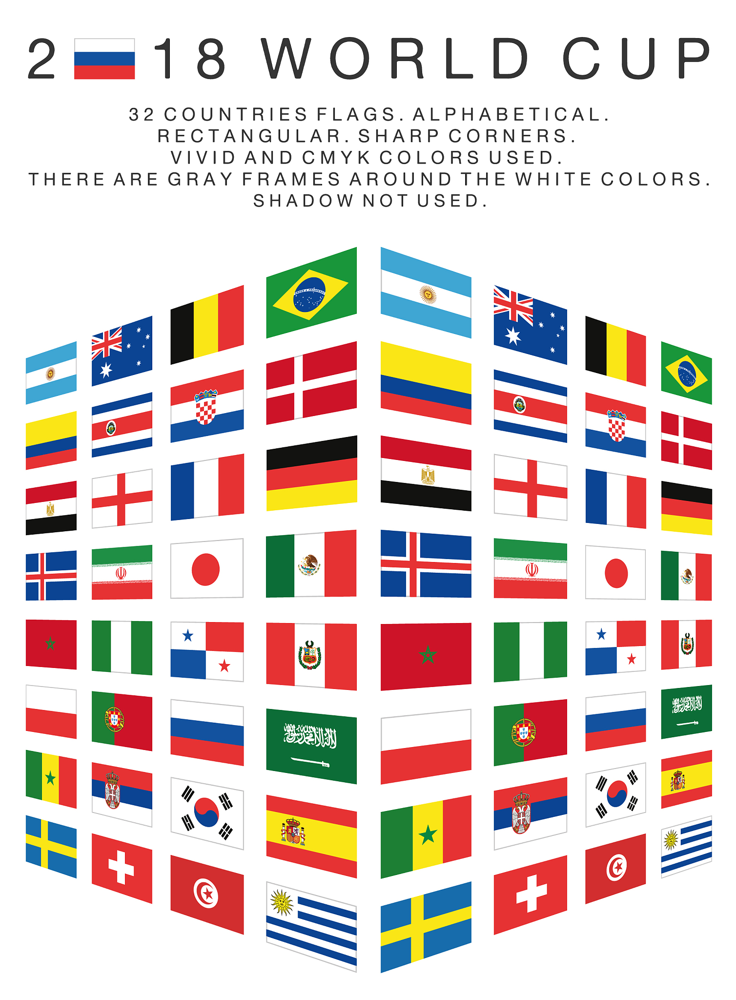 rectangular flags of 2018 world cup countries