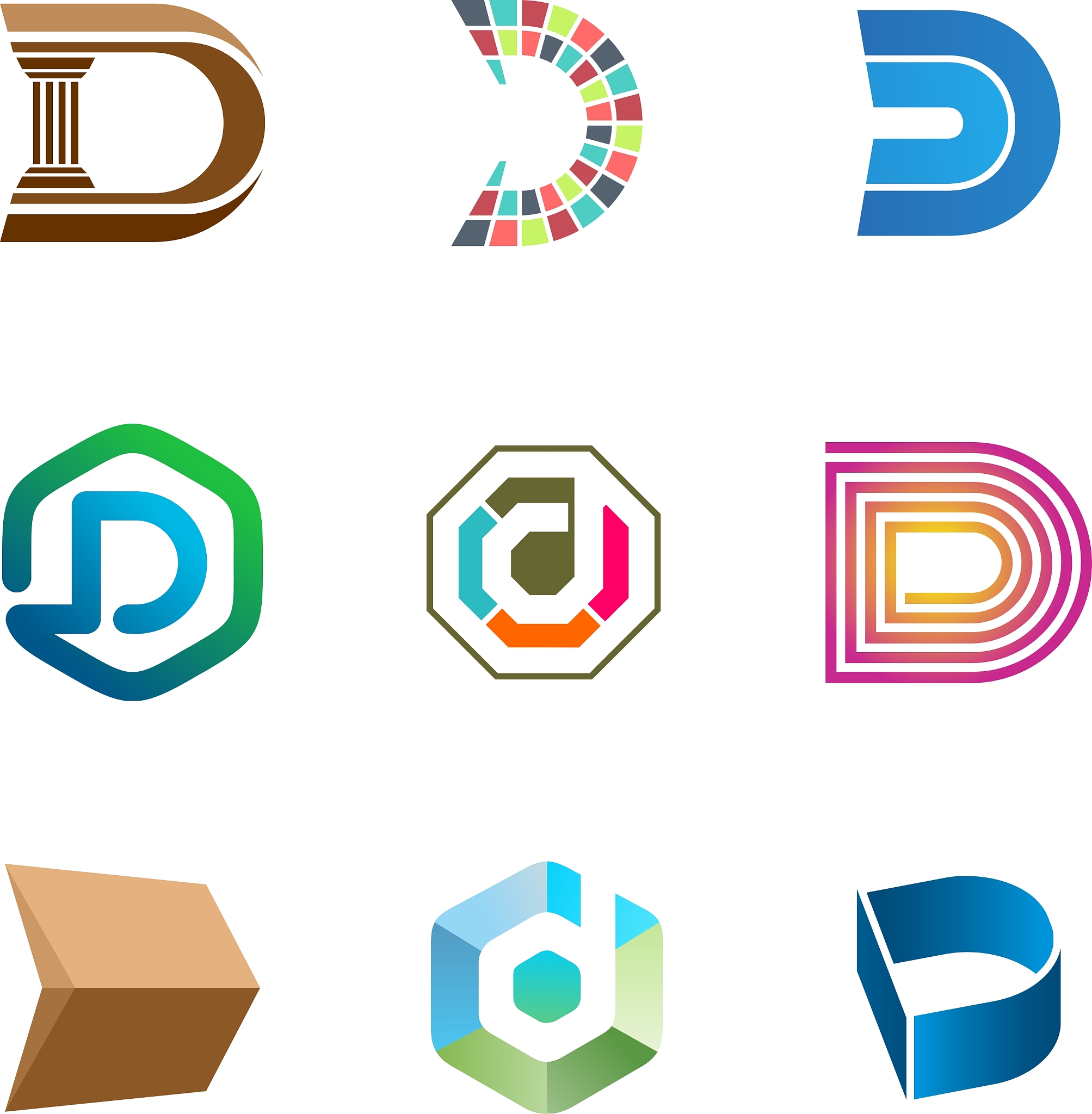 letter d logo set color icon templates design