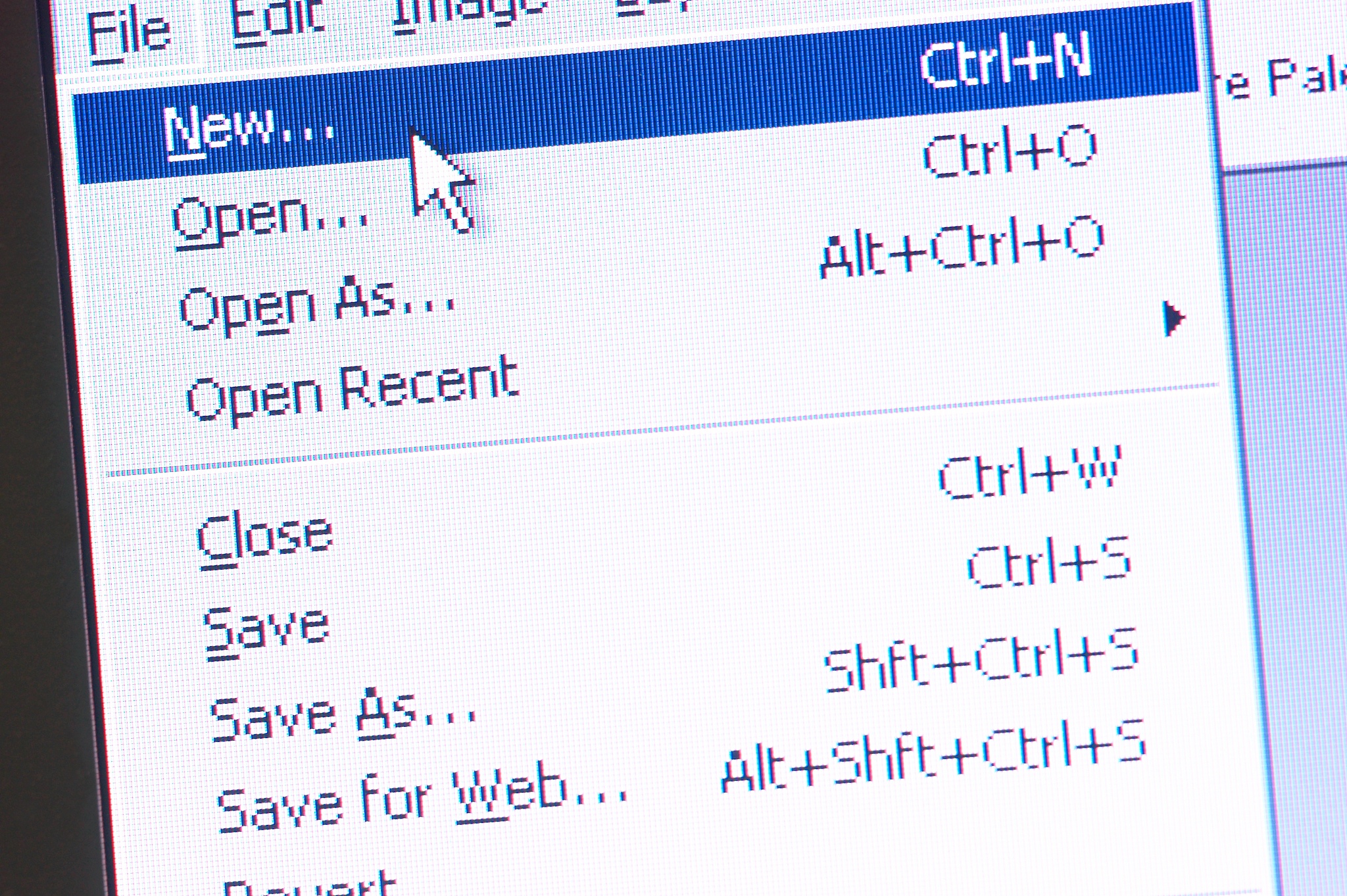 options on computer screen