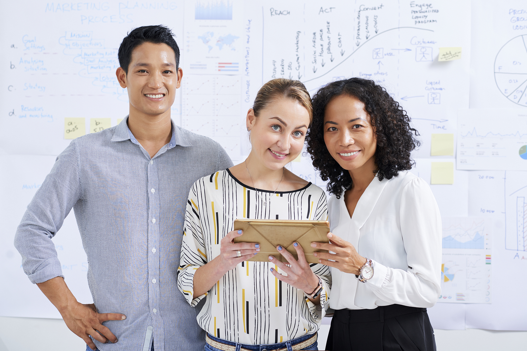 happy multi-ethnic business team