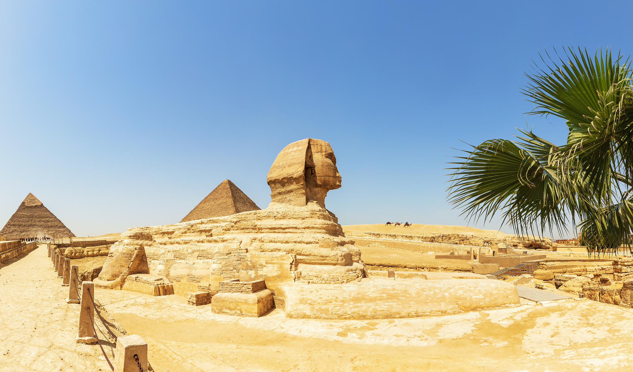 the great pyramids and the great sphinx panorama, egypt