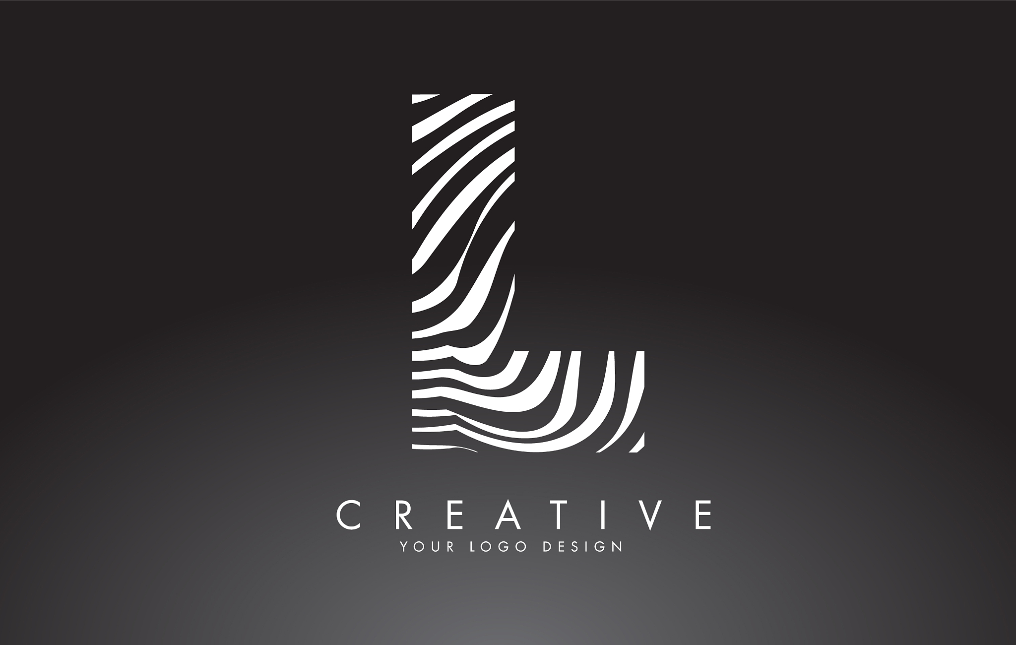 l letter logo design with fingerprint black and