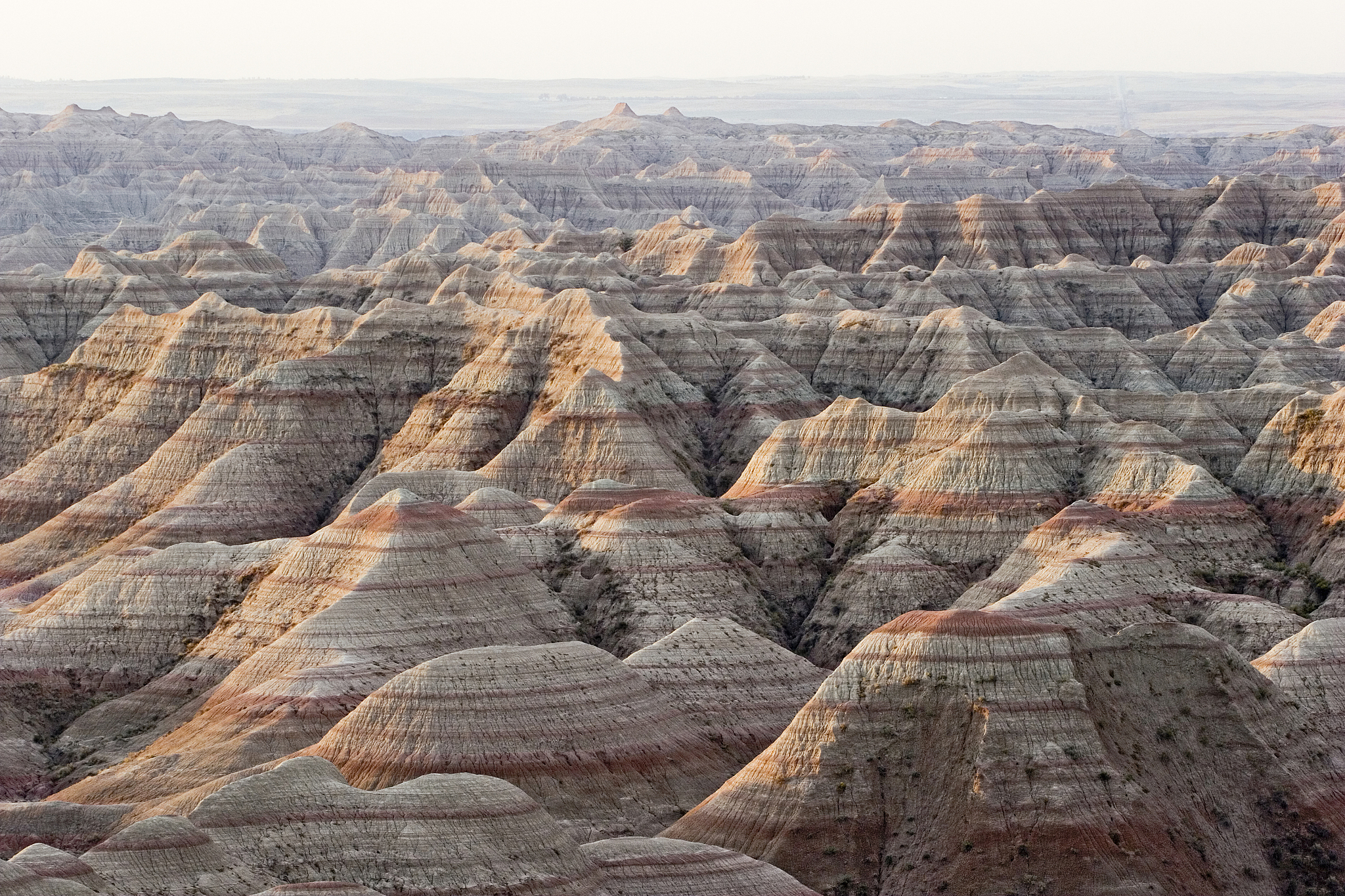 usa, south dakota, badlands national park, layered badlands at d