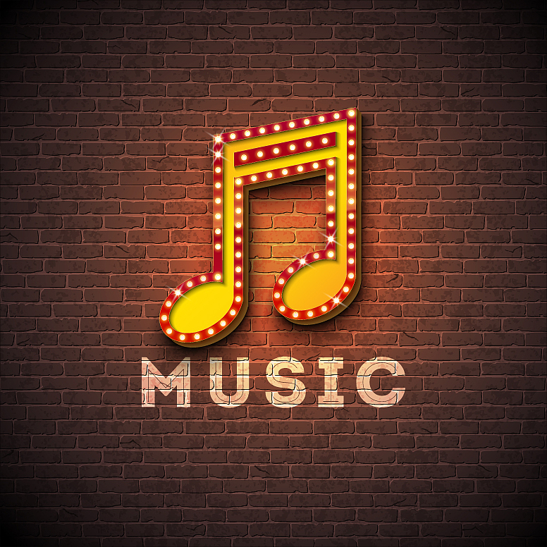 music with musical note lighting