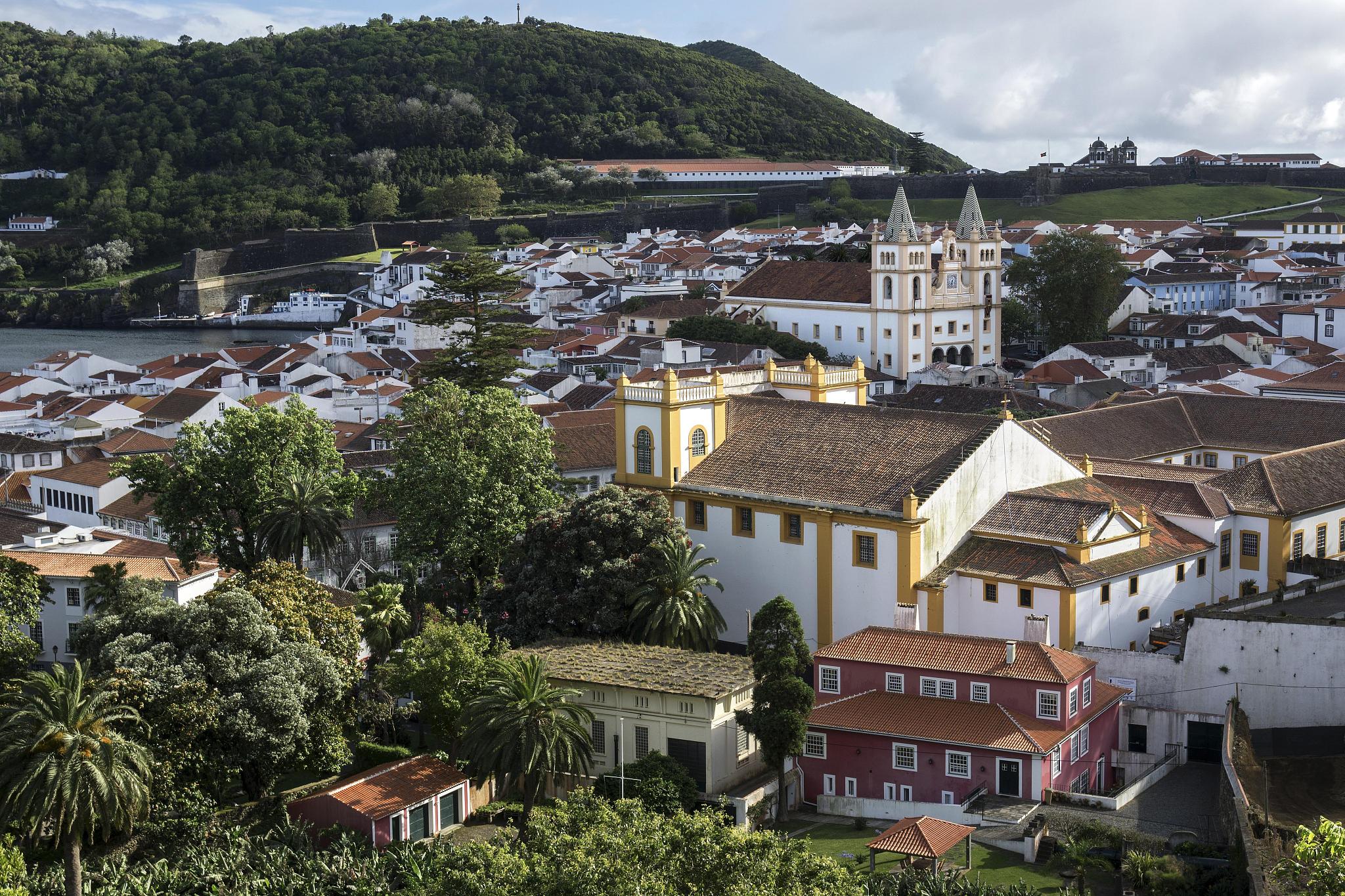 view from the alto da memoria to the old town of angra do herois