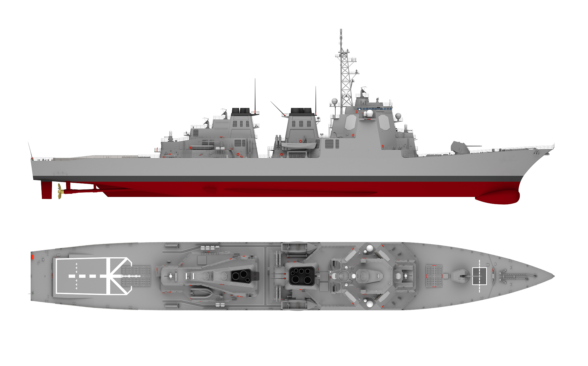 warship isolated on white
