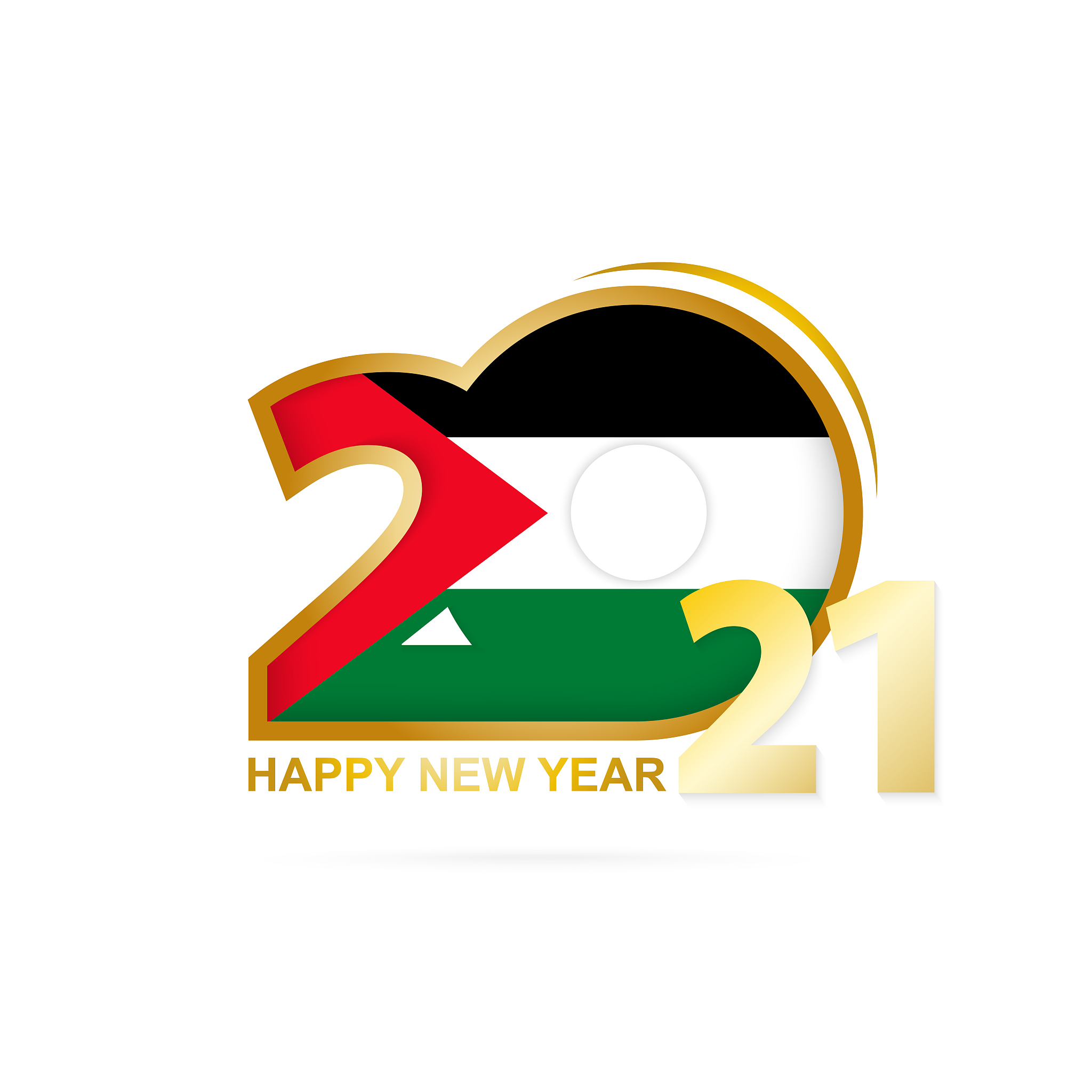 year 2021 with palestine flag pattern. happy new year design.