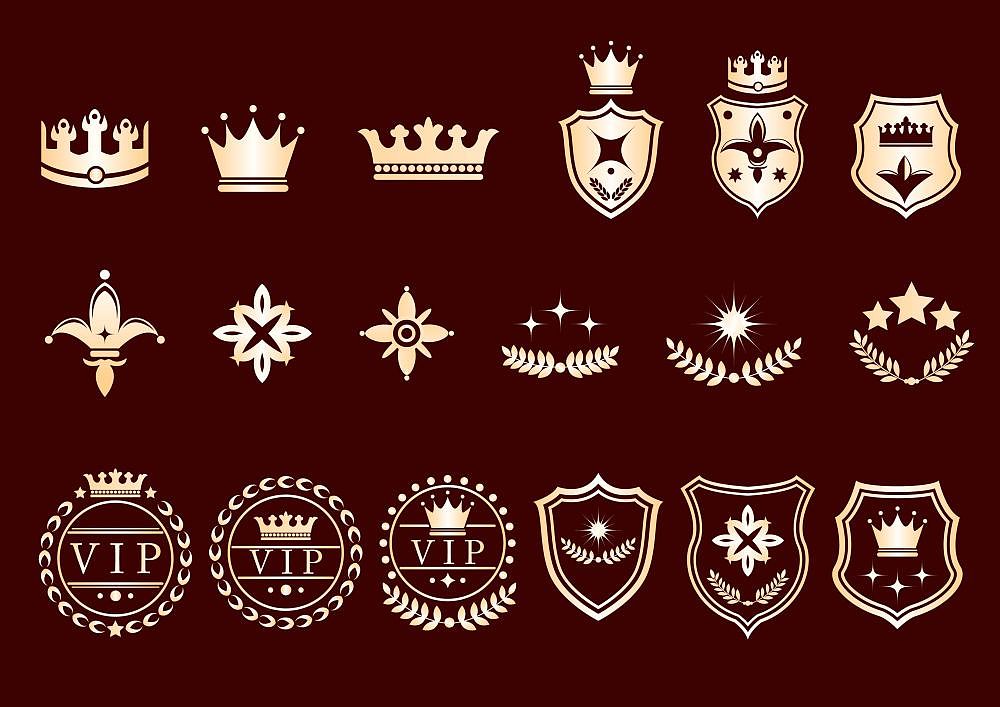 crown set.. creative conceptual vector. set of crown logos and i