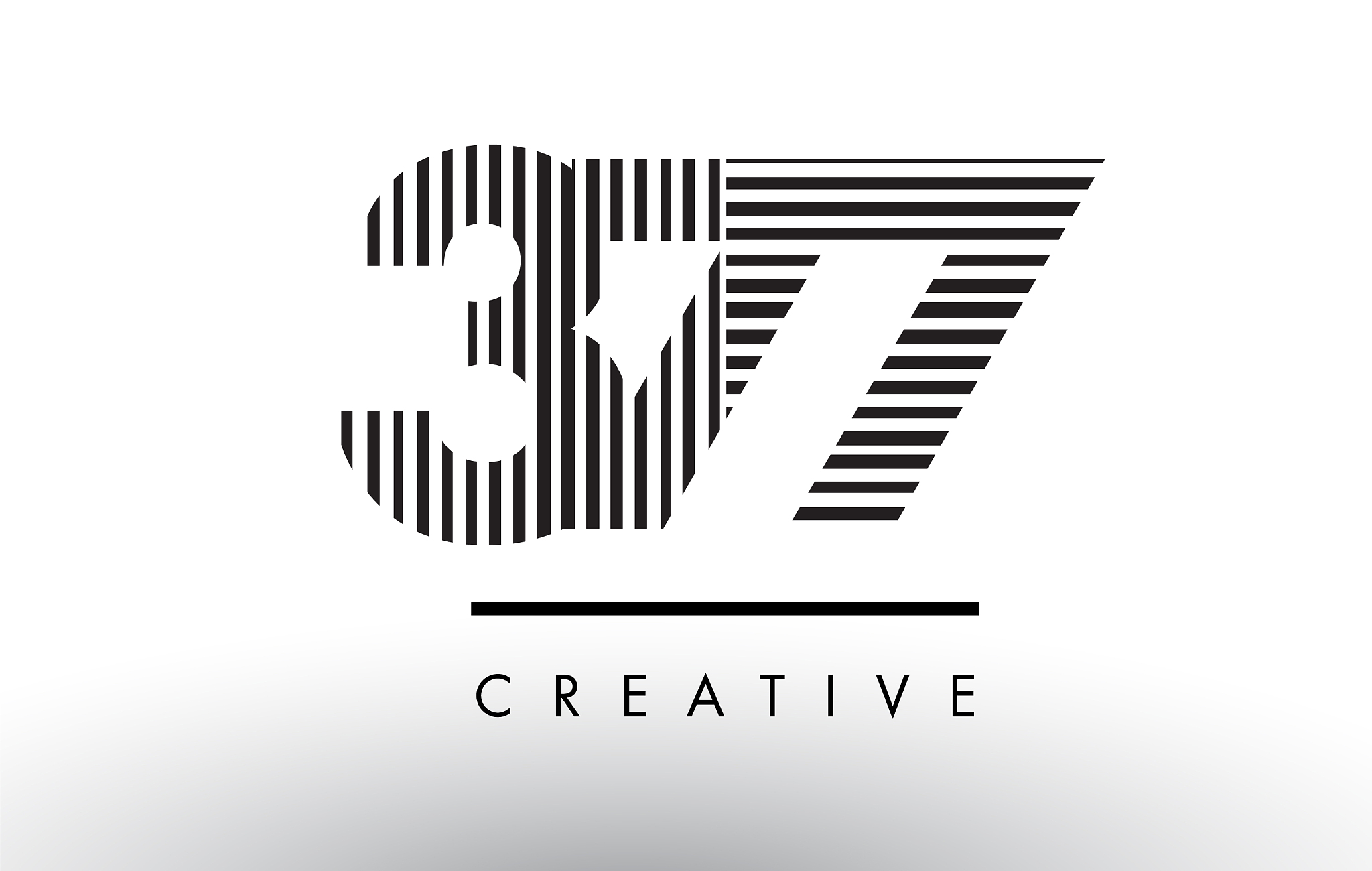377 black and white lines number logo design