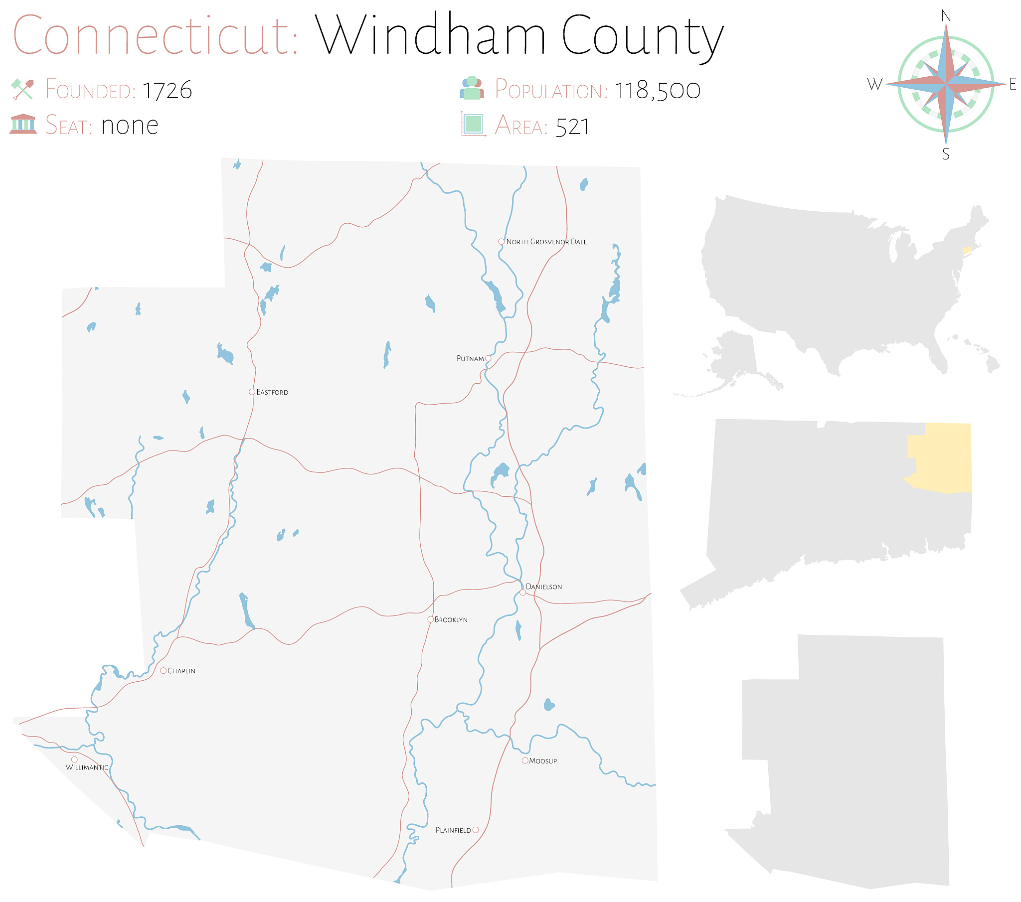map of windham county in connecticut