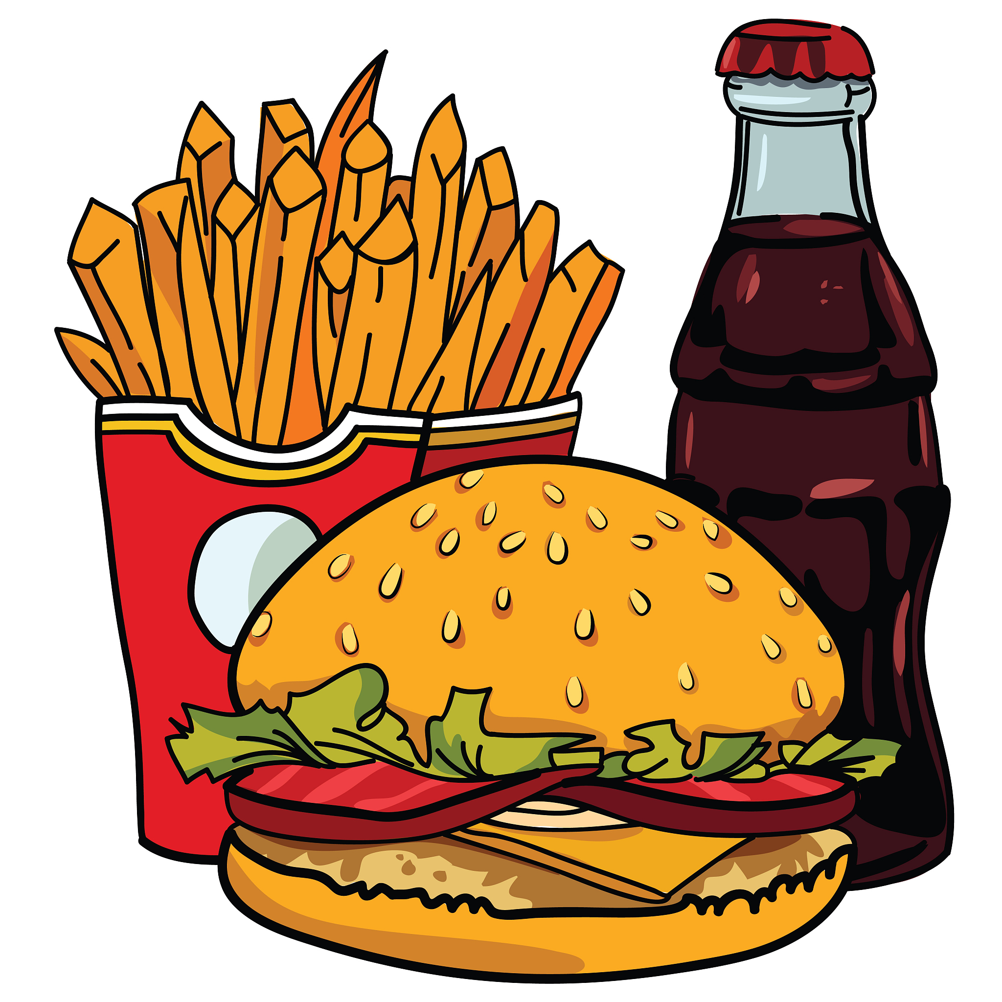 cartoon image of junk food cola drink