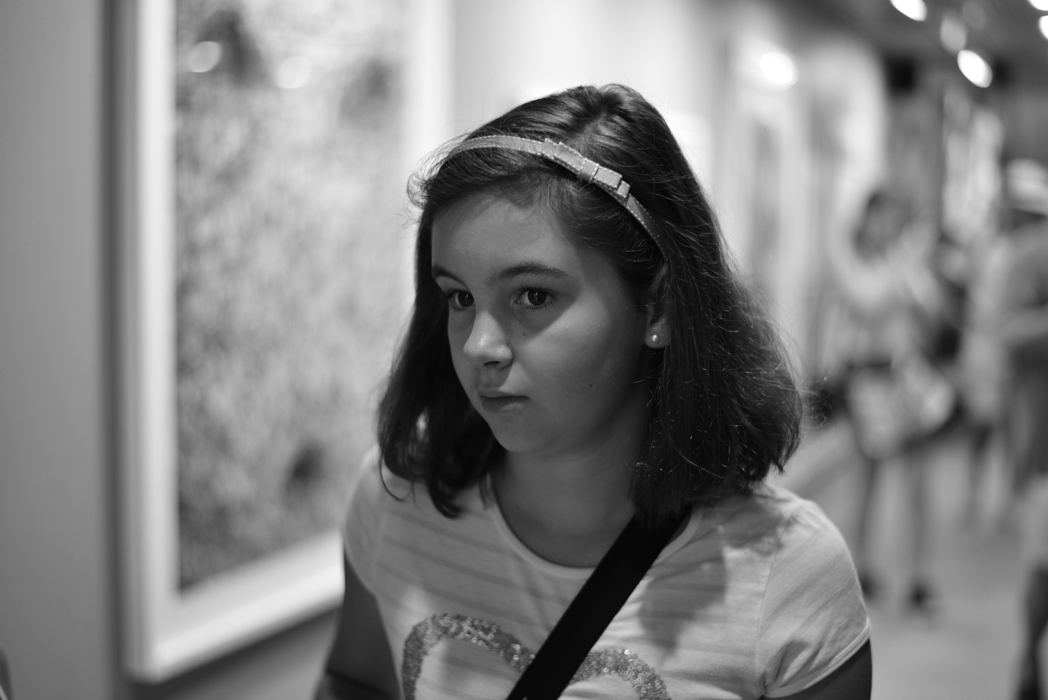 close-up of cute girl looking away