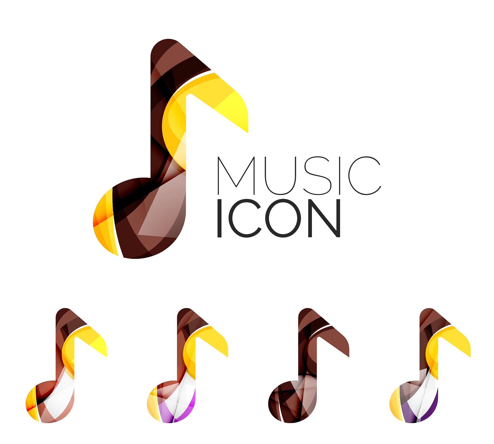 set of abstract music note icon business logotype