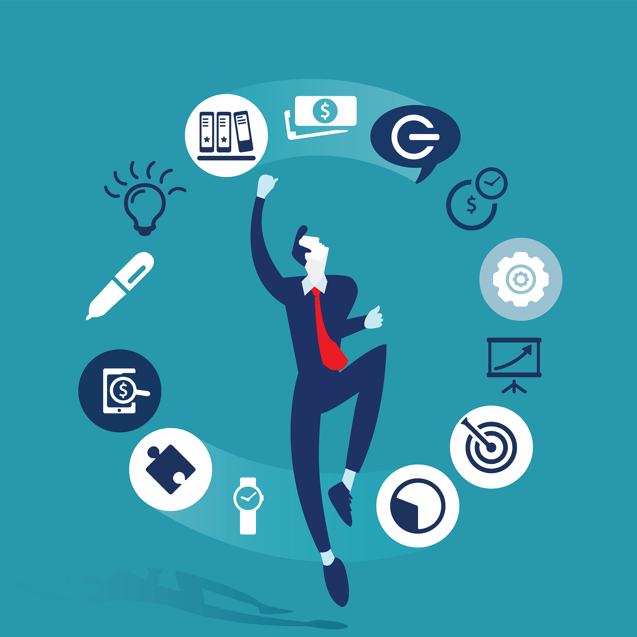 the joy of winning - business man illustration icons vector