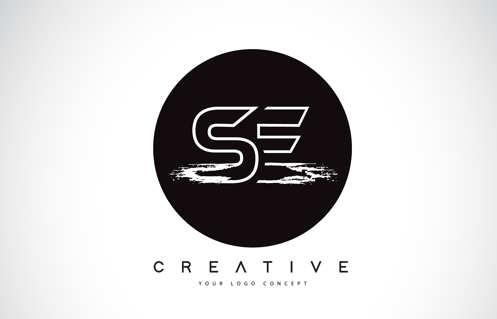 se modern leter logo design with black and white