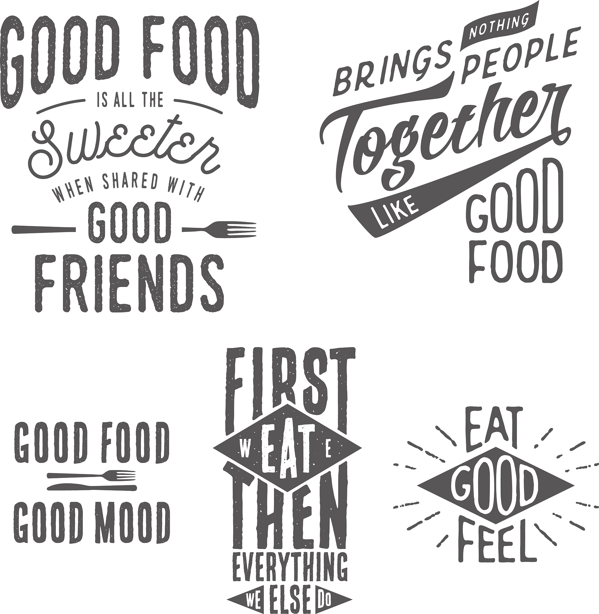 vintage food related typographic quotes