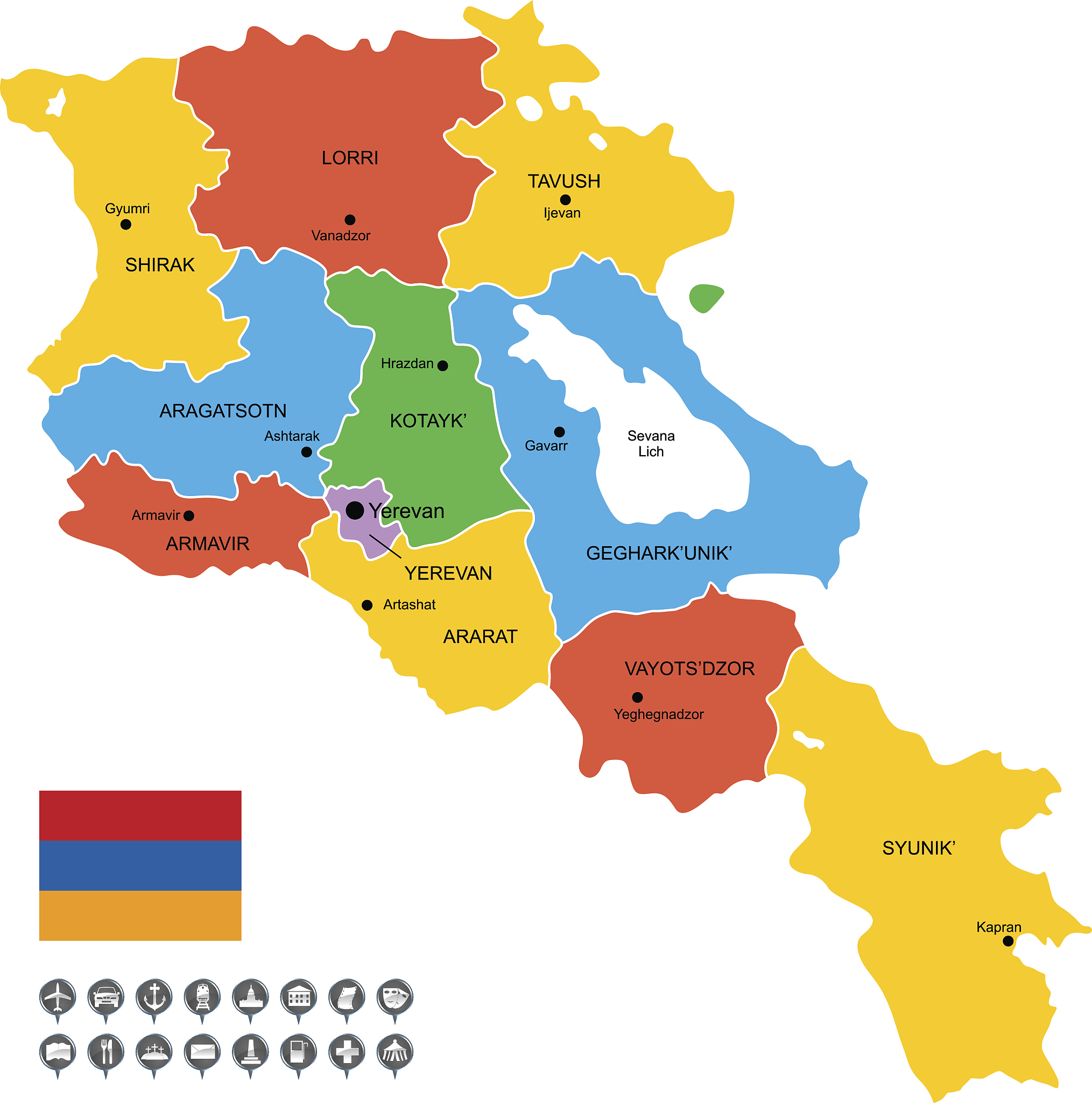 detailed vector map of armenia