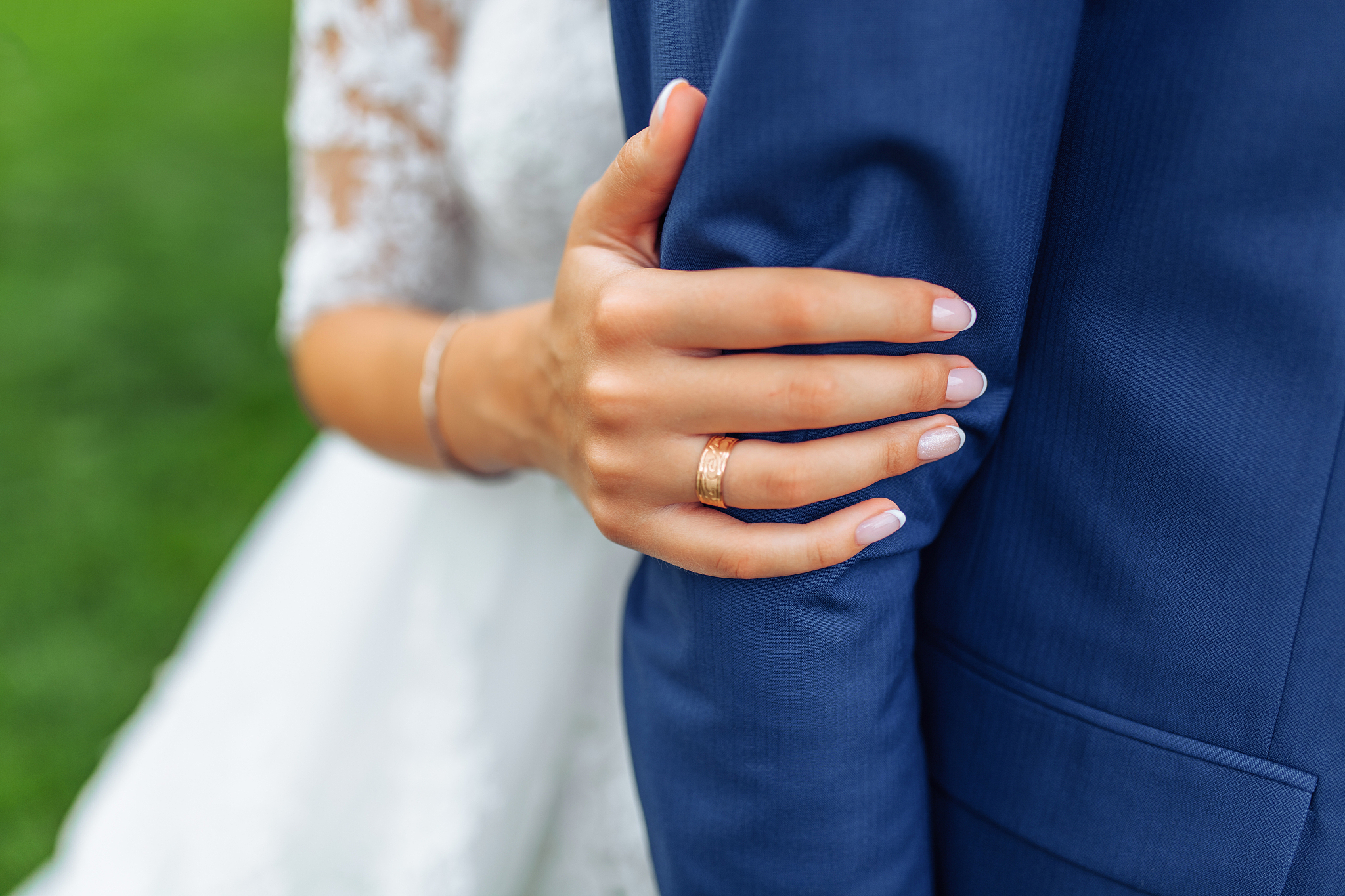beautiful young wedding couple in nature, couple in love