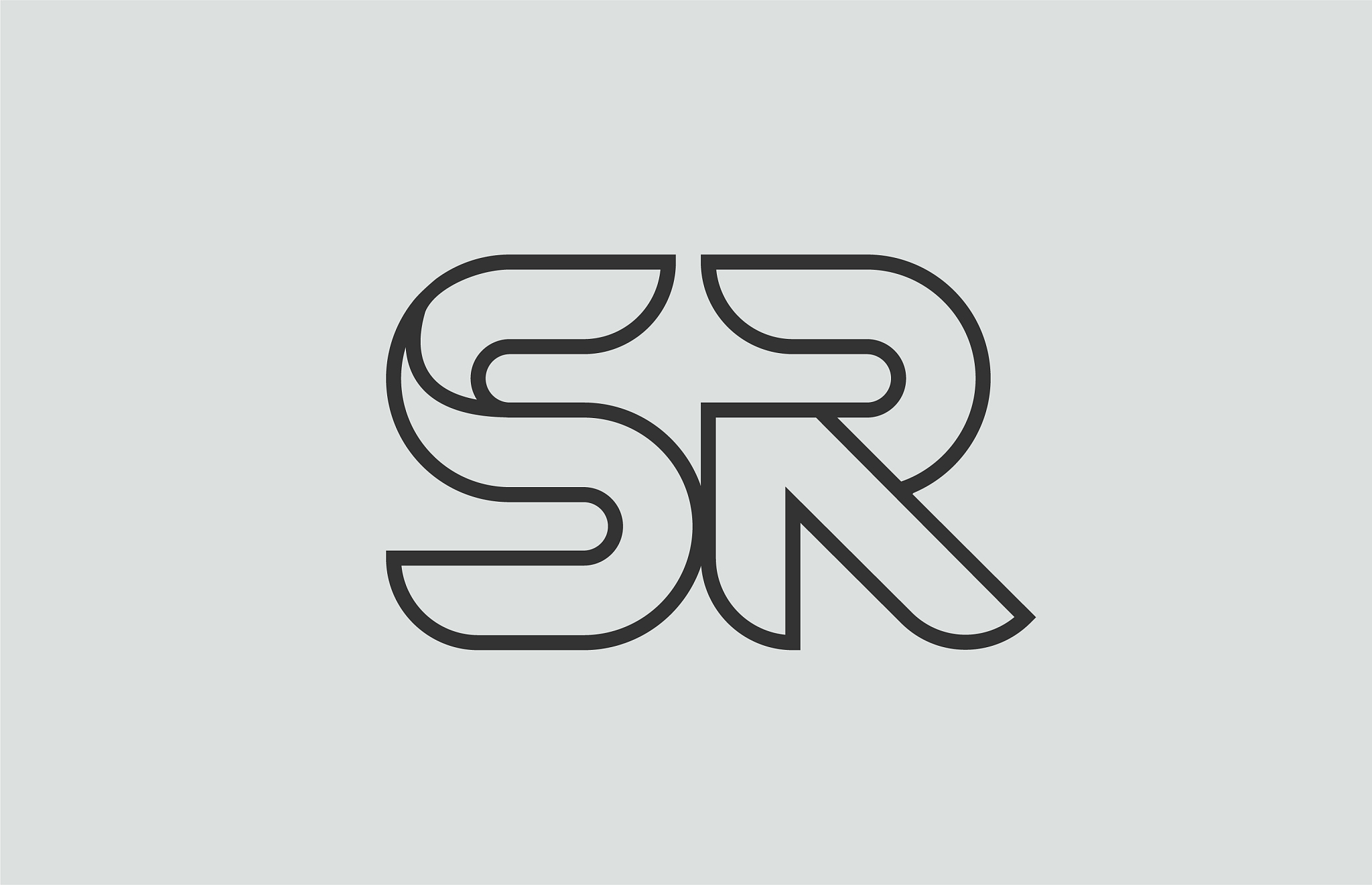 black and white alphabet letter sr s r logo