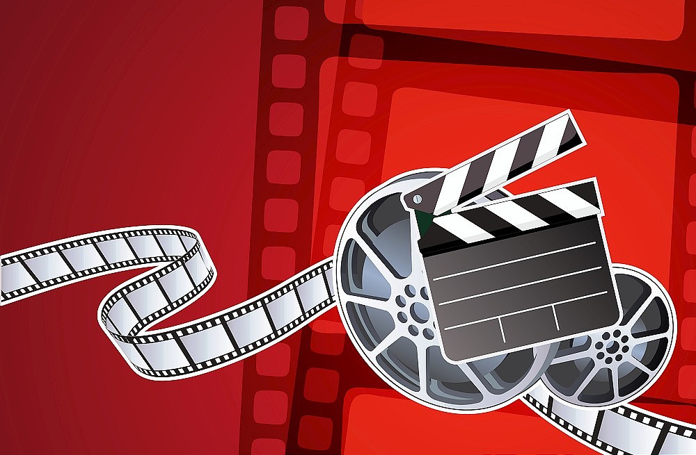 vector illustration of abstract background with film, clapperboa