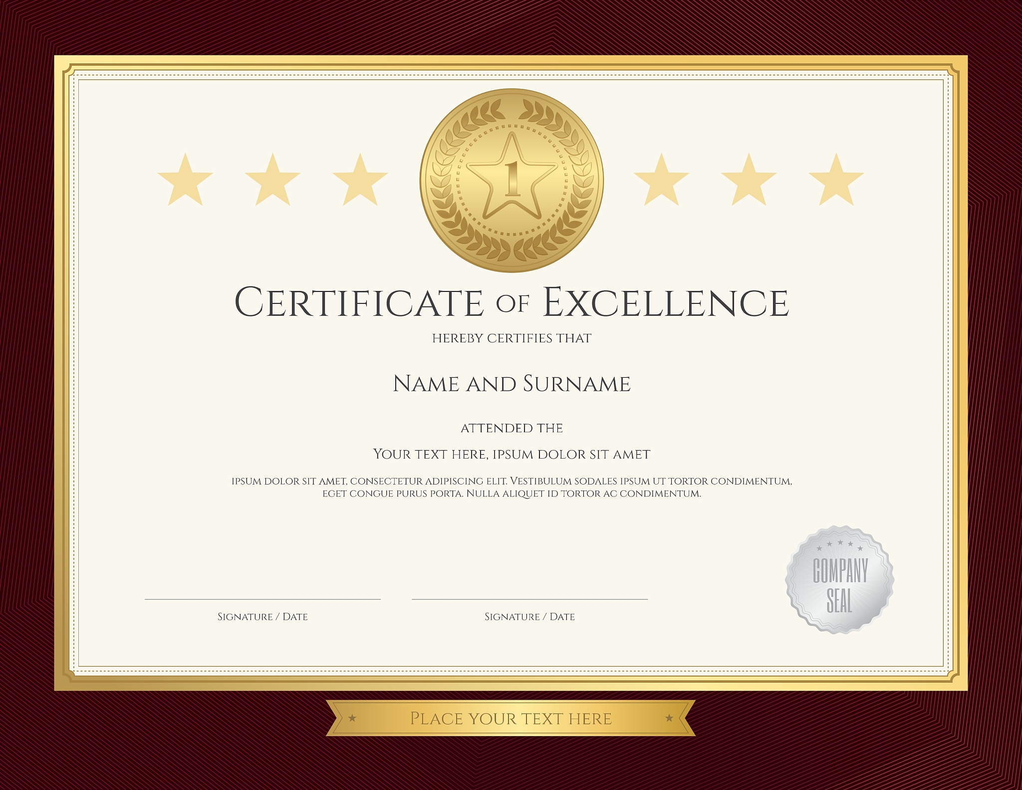elegant certificate template for excellence