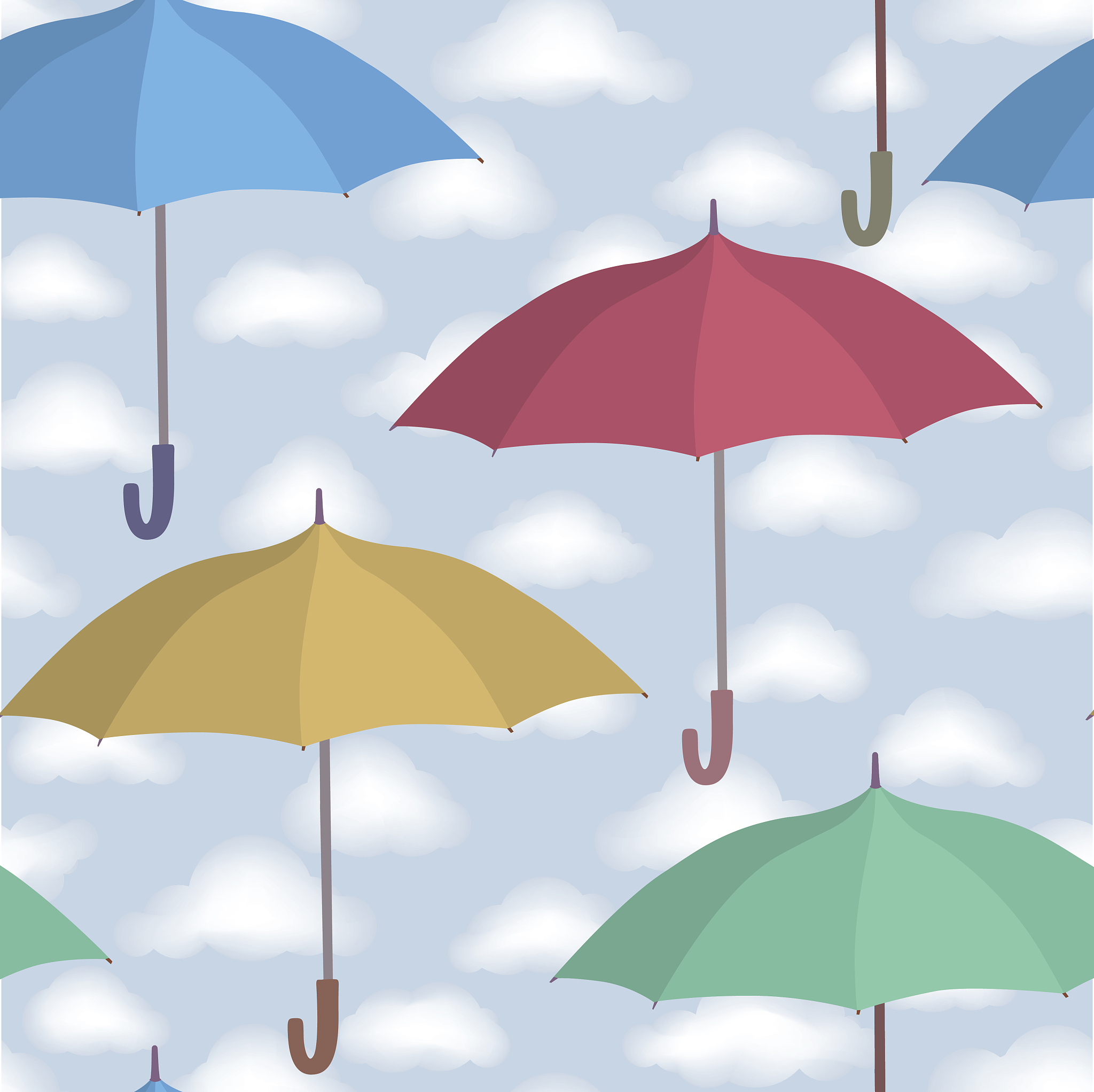 umbrella fashion accessory seamless pattern. cloudy sky backgrou