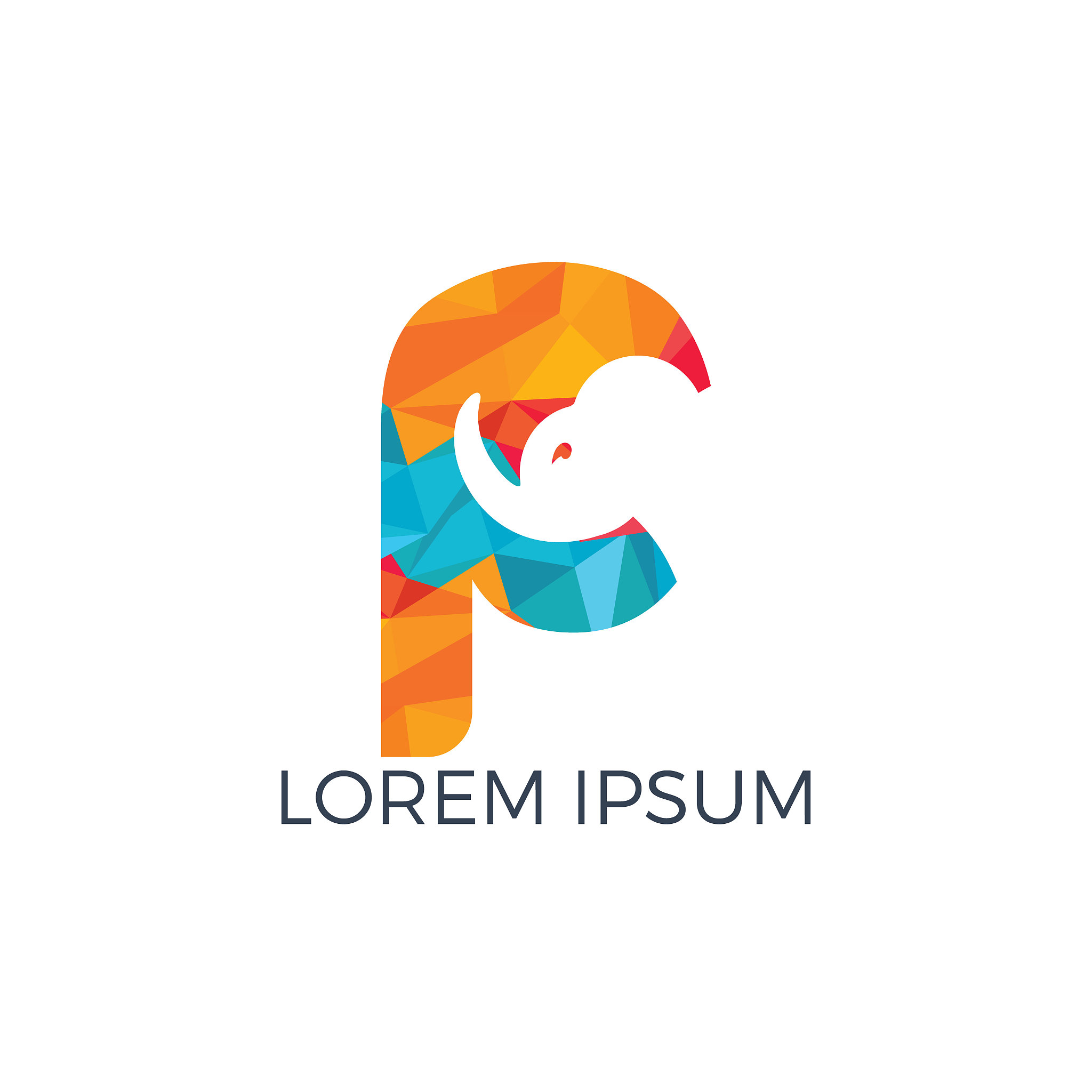 modern elephant p letter alphabet logo design.