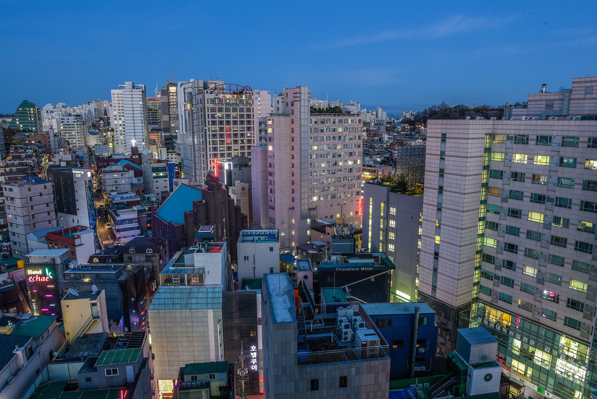 sinchon city skyline, seoul, korea